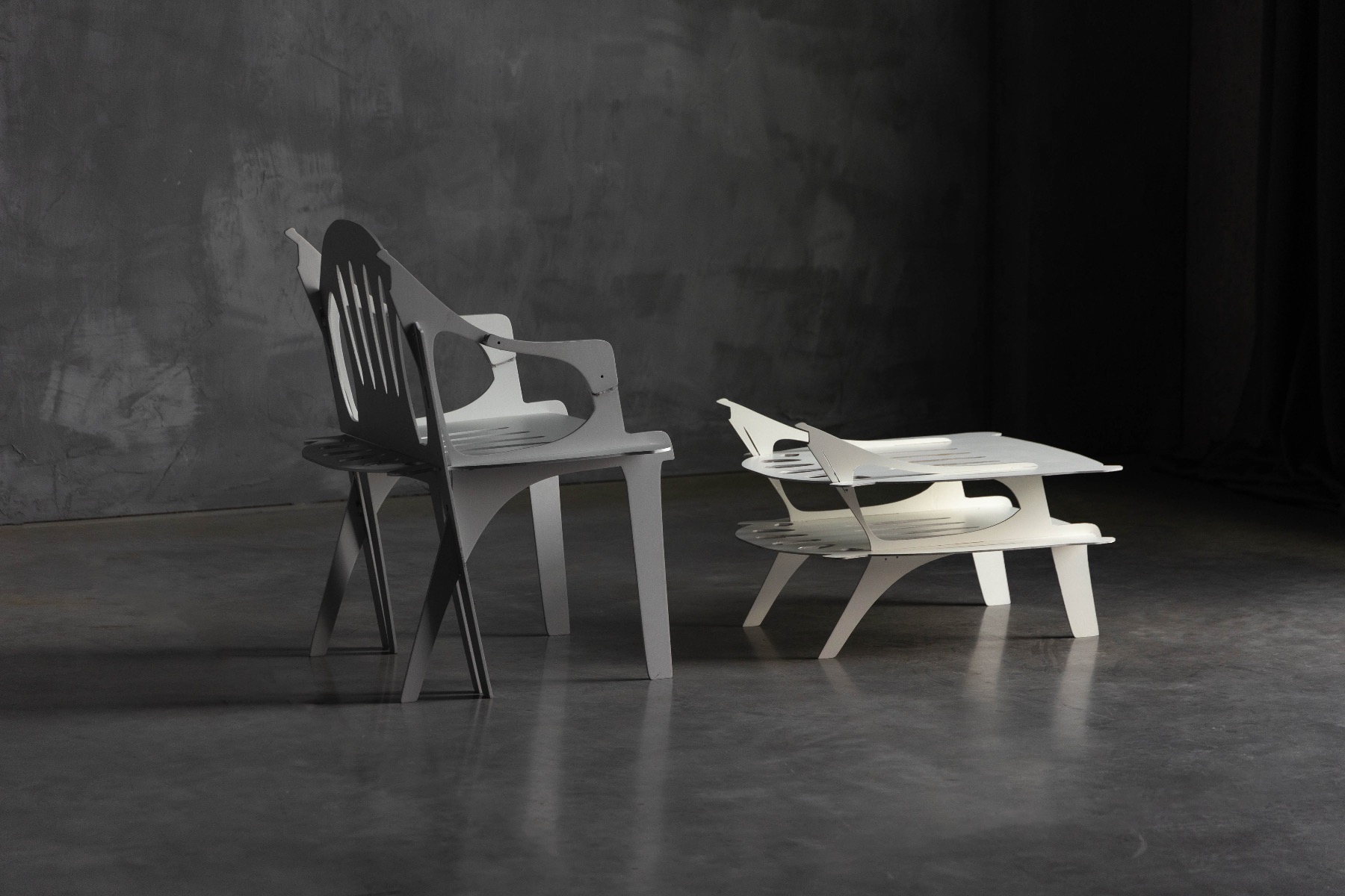Minimalist Flatscreen coffee table with strong geometry