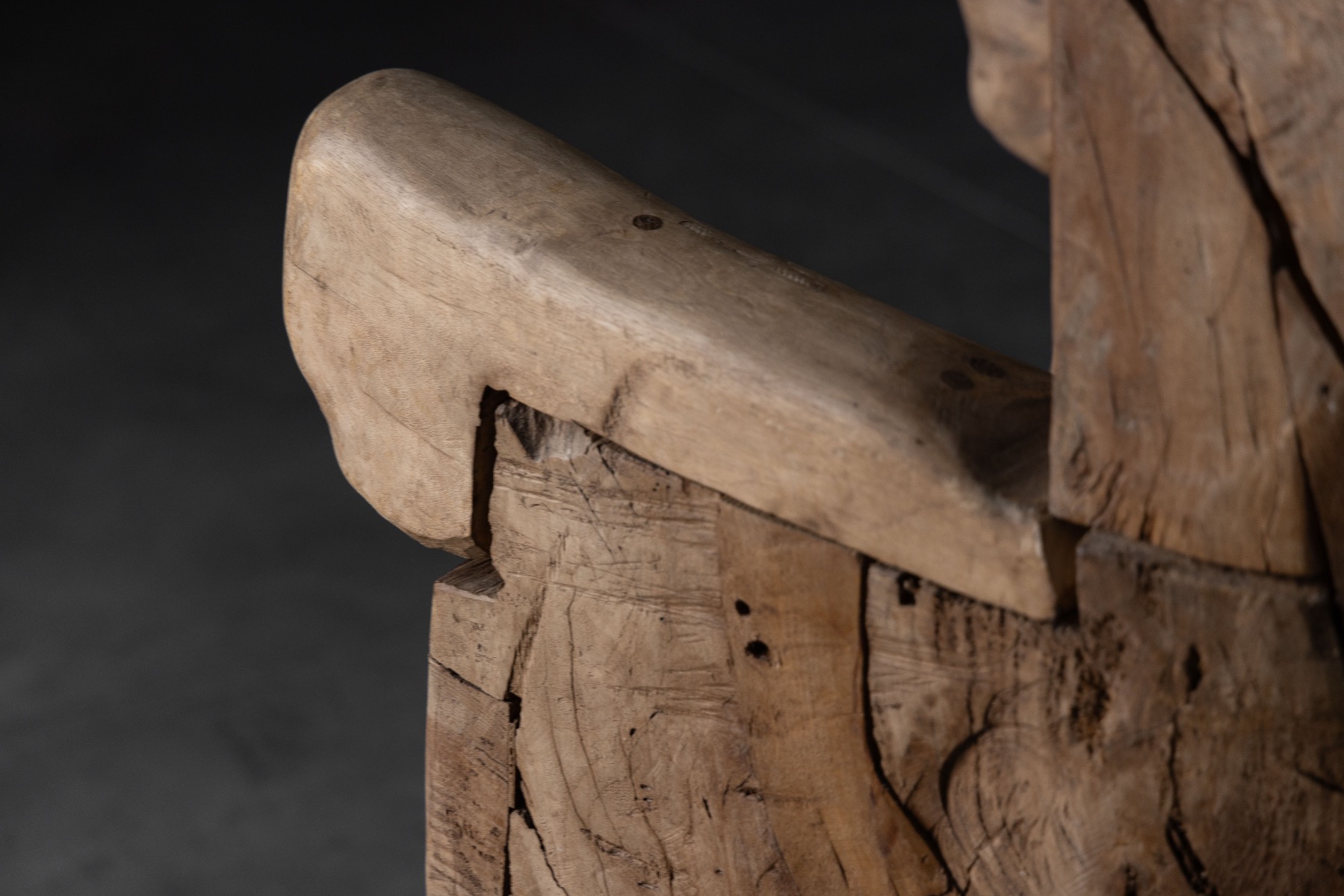 Hand carved monoxylite throne chair from the 1800s