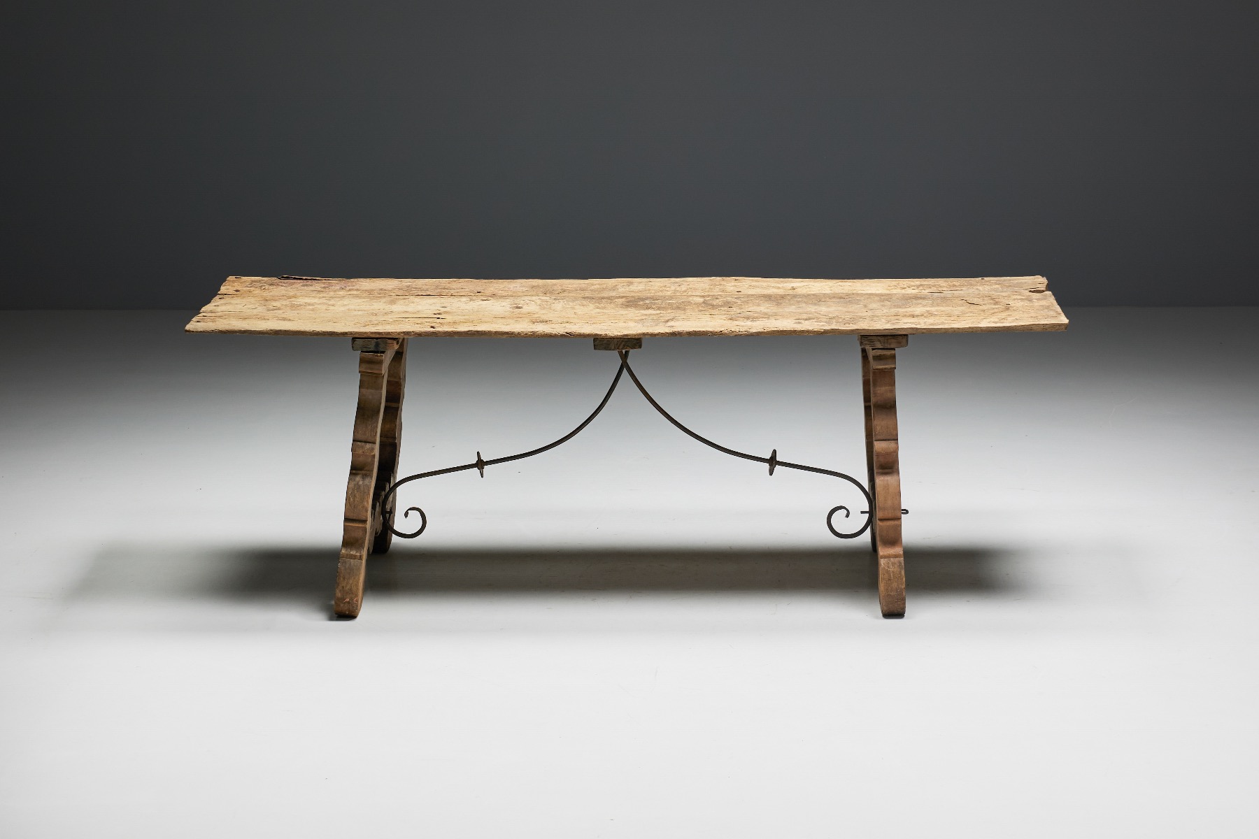 Handcrafted 19th century wood farm table
