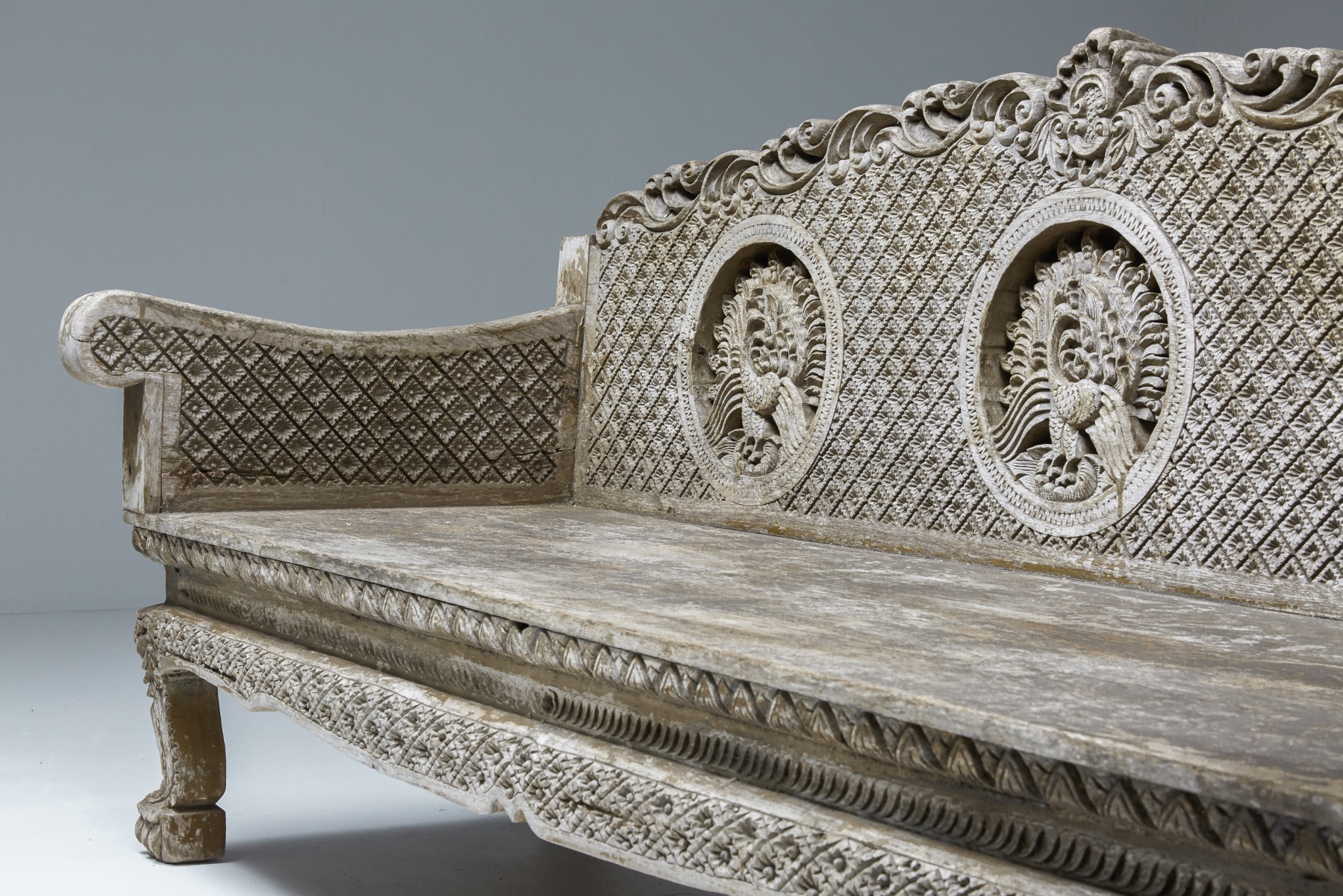 Handcrafted Dutch art nouveau bench from the 1890s