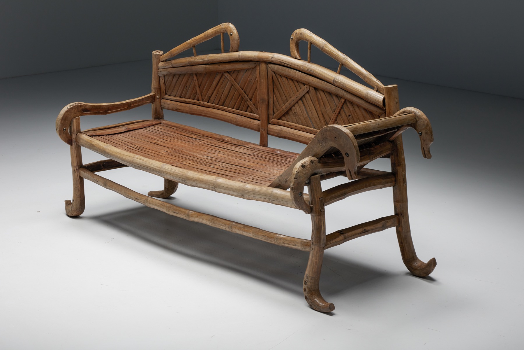 Handcrafted bamboo sofa bed in oriental style