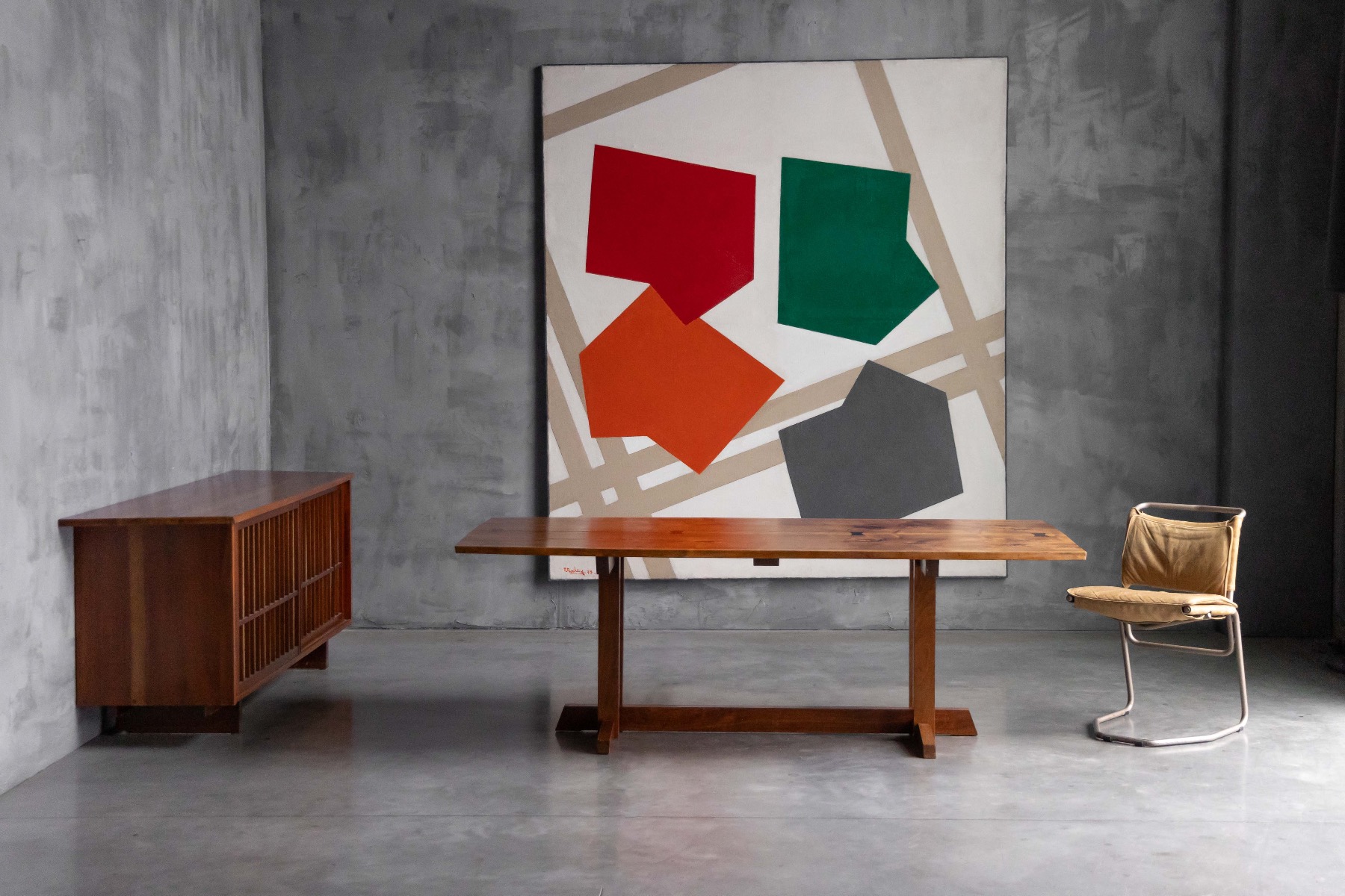 Handcrafted dining table designed by Mira Nakashima