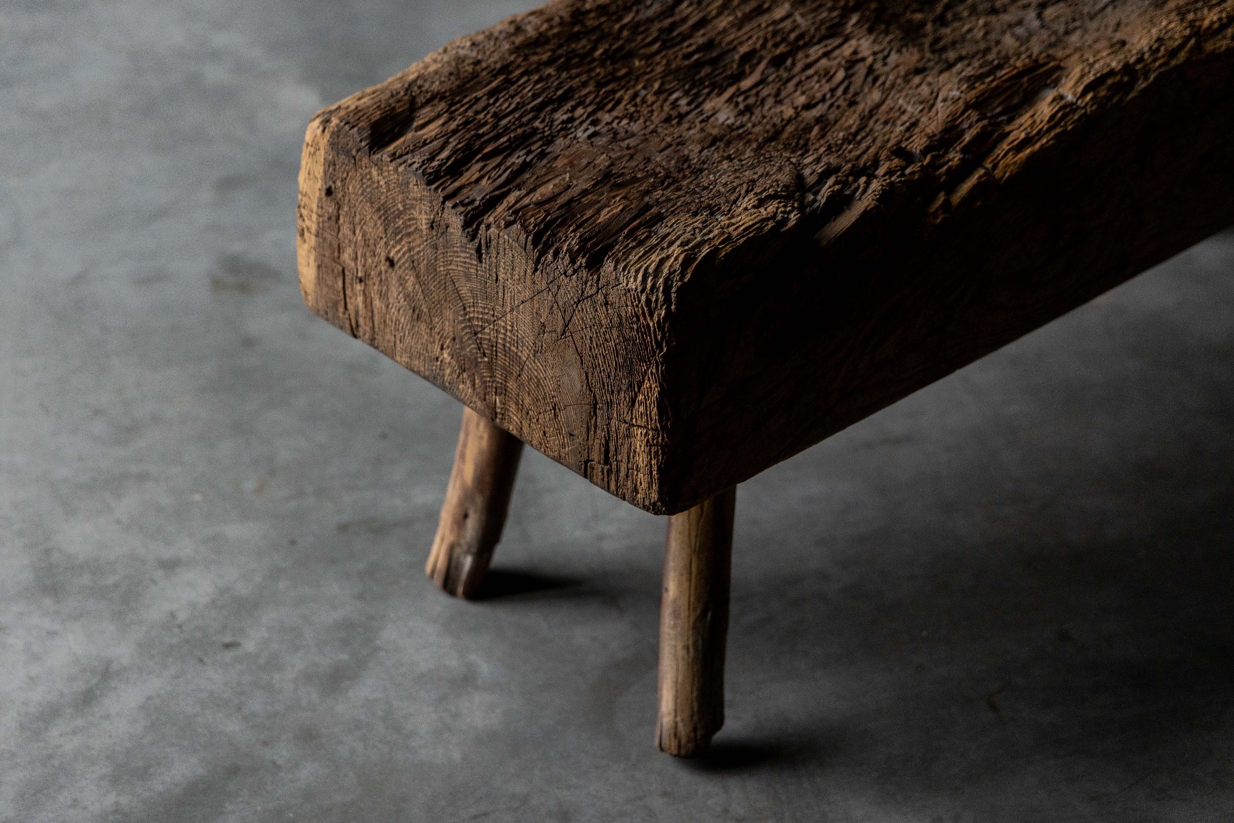 Authentic folk art bench with aged patina