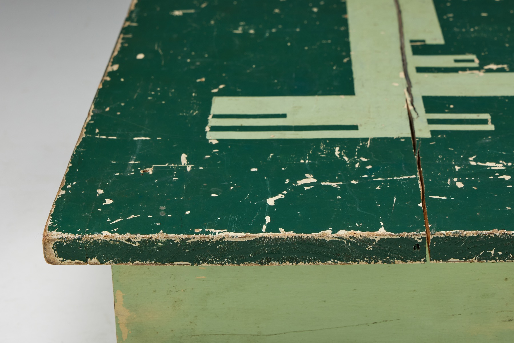Handcrafted green folk table 19th century