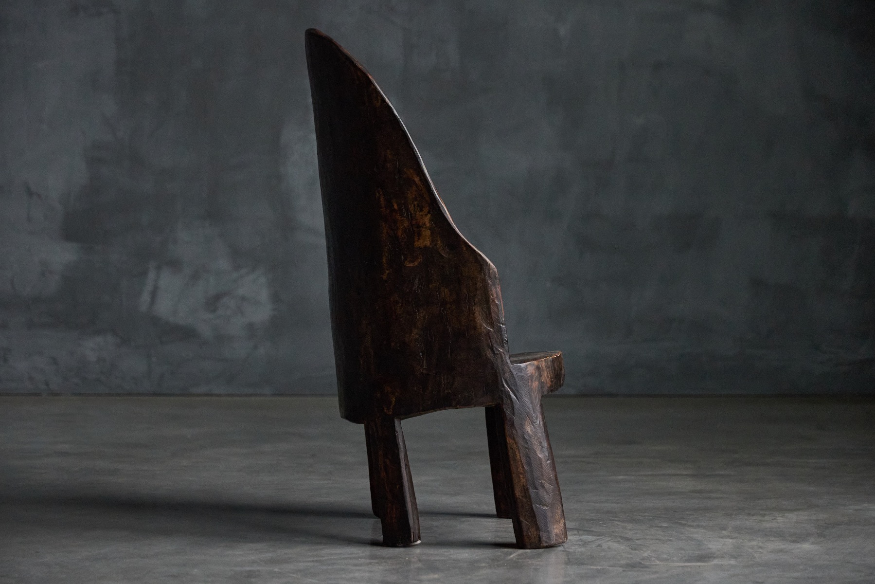Handcrafted wabi sabi chair in organic wood
