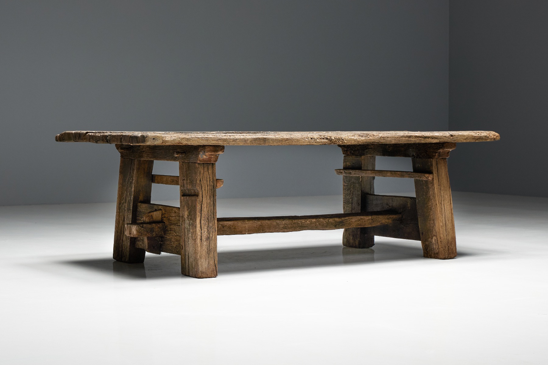 Handcrafted wabi sabi side table 19th century