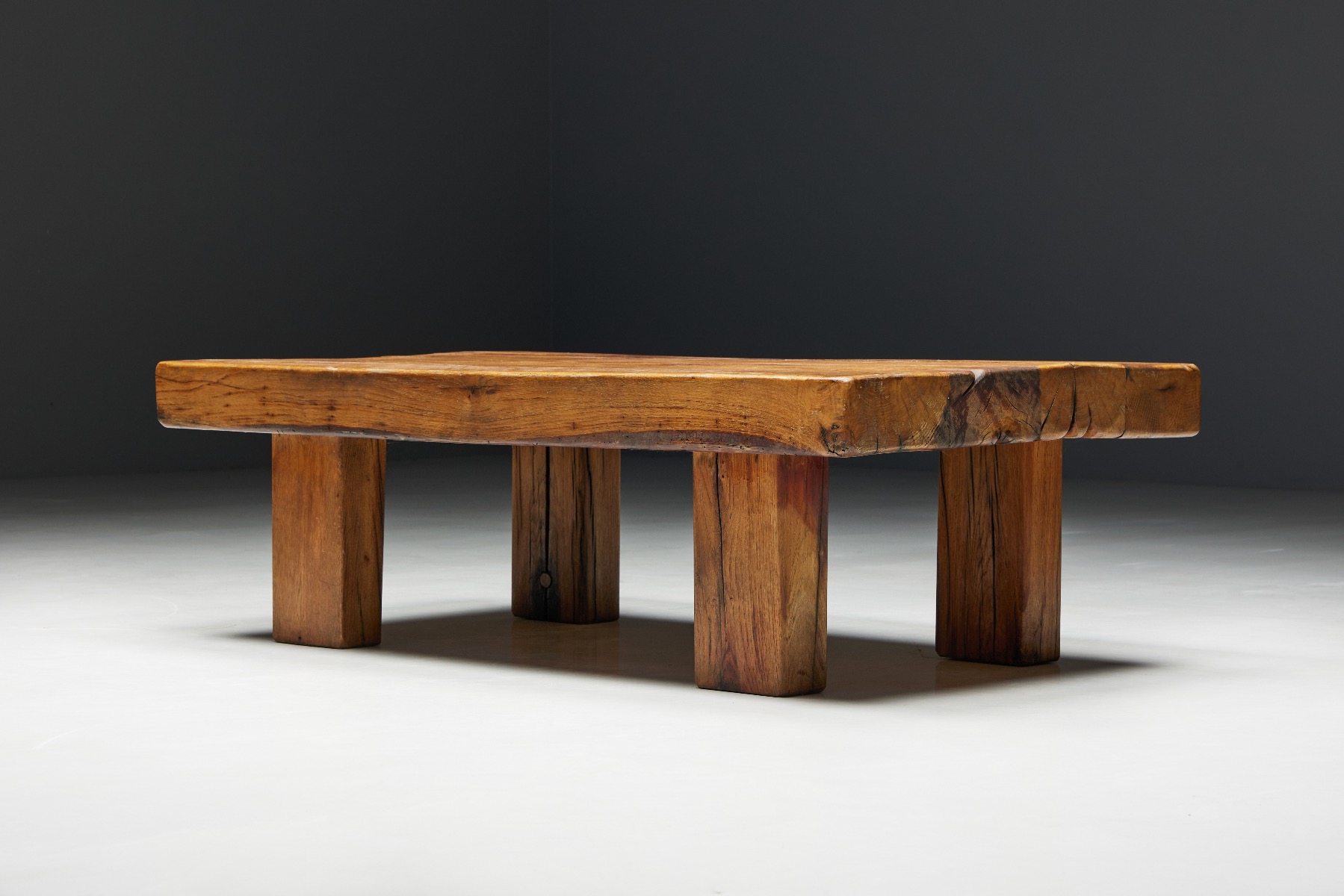 Handcrafted wood coffee table in artisan style