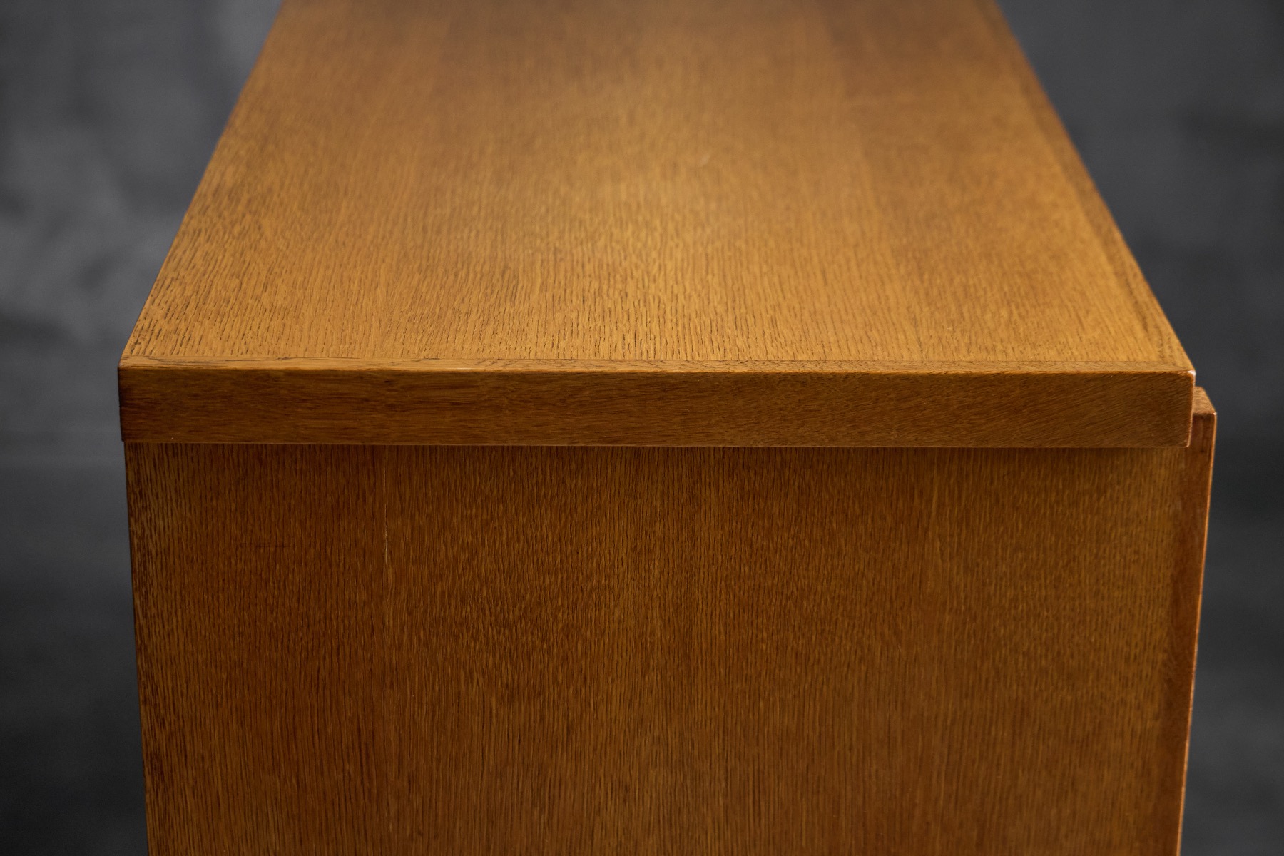 Mid century brutalist oak cabinet with raw geometry