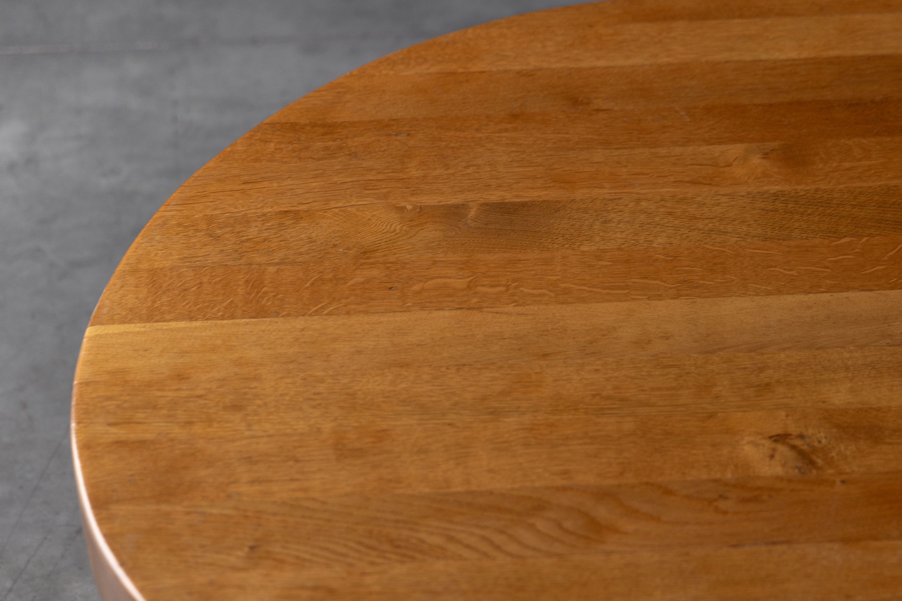 Mid century brutalist round coffee table in oak