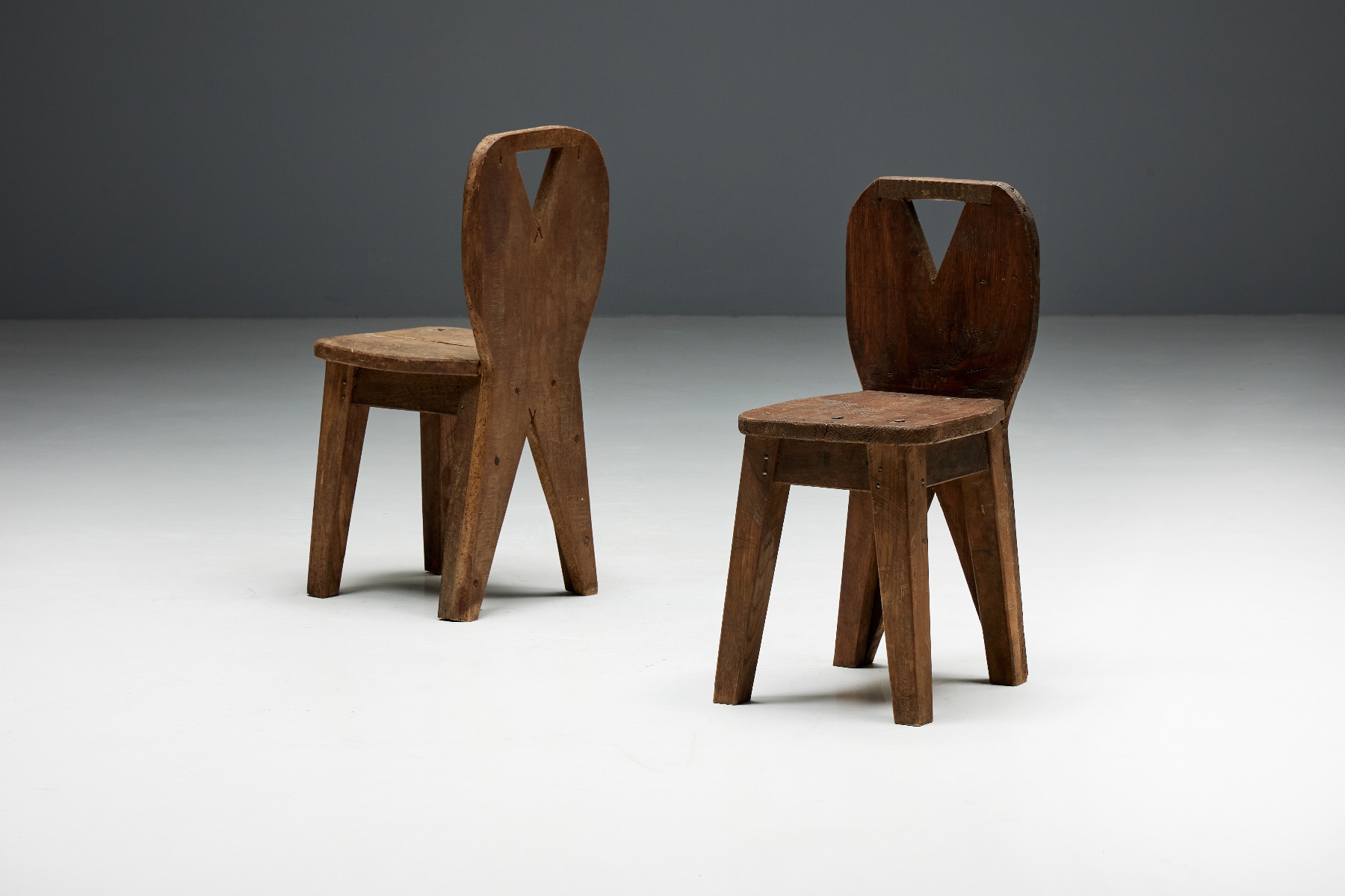 Mid century mountain chairs in brutalist style