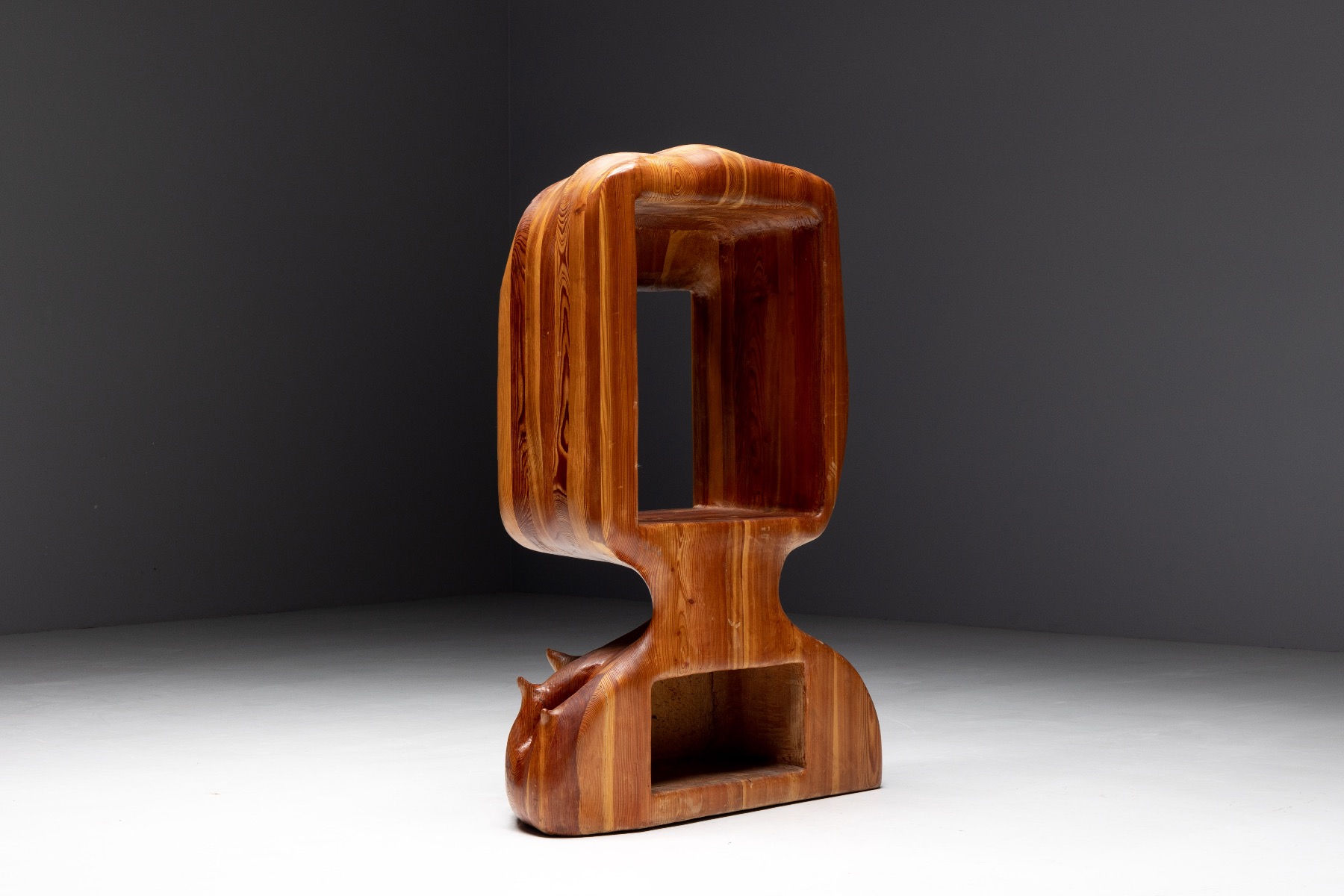 Mid century studio craft cabinet with sculptural form