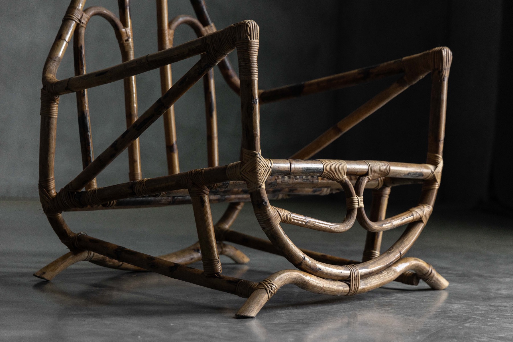 Modernist bamboo lounge chair with expressive silhouette