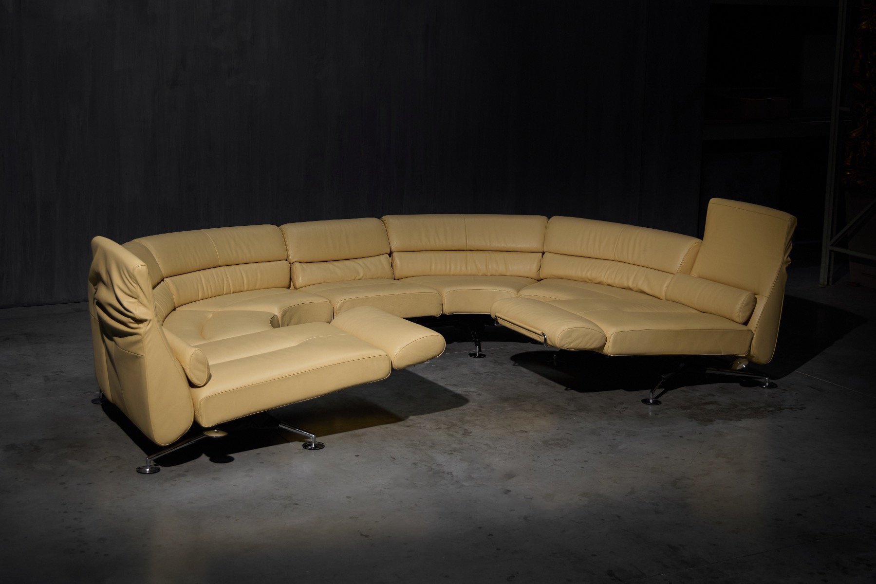 Sculptural leather sofa designed for De Sede