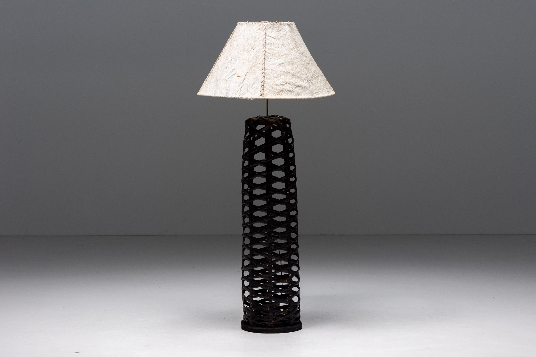 Natural fiber floor lamps in rattan from the 1980s