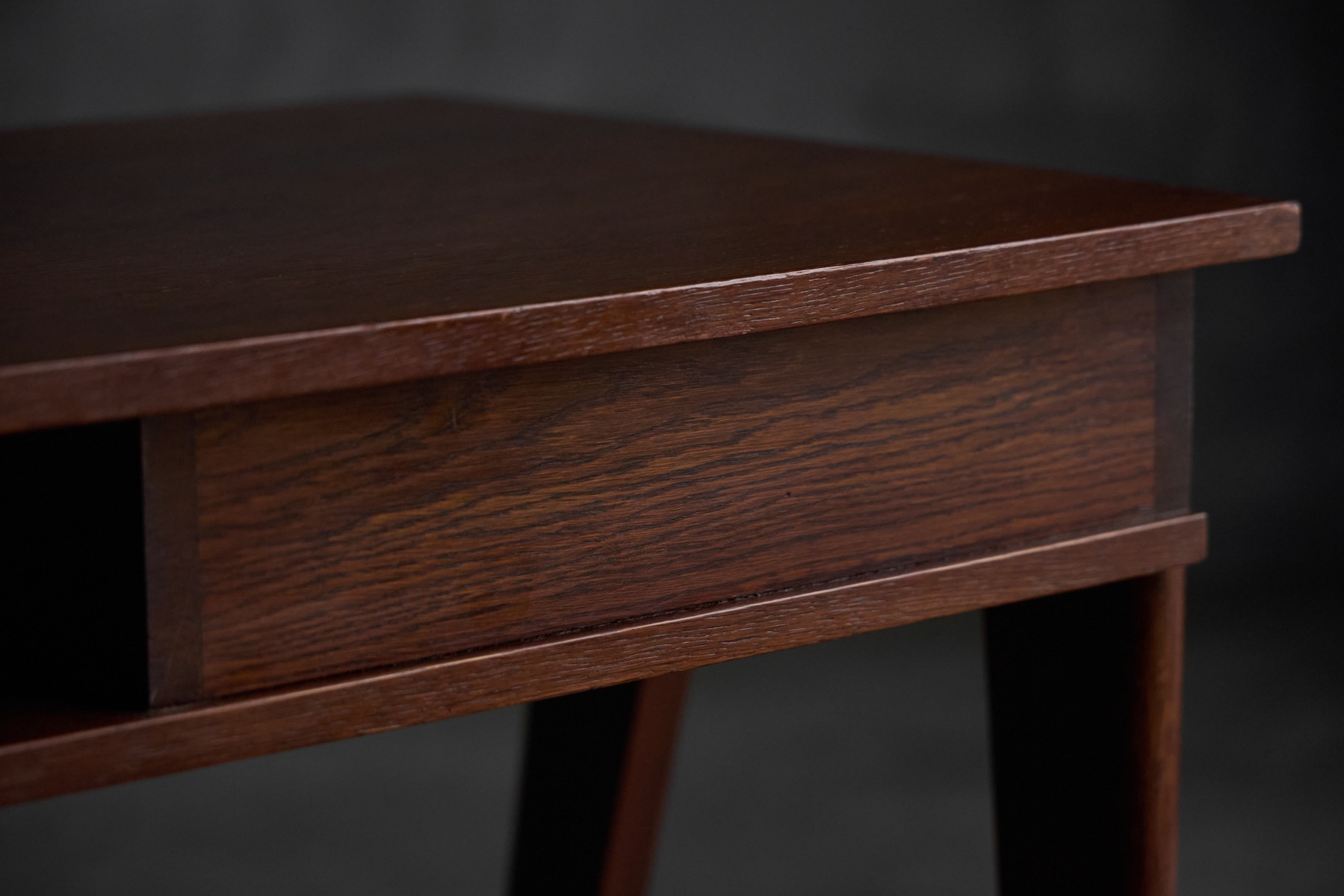 Oak tripod writing desk designed by Jacques Adnet, mid century