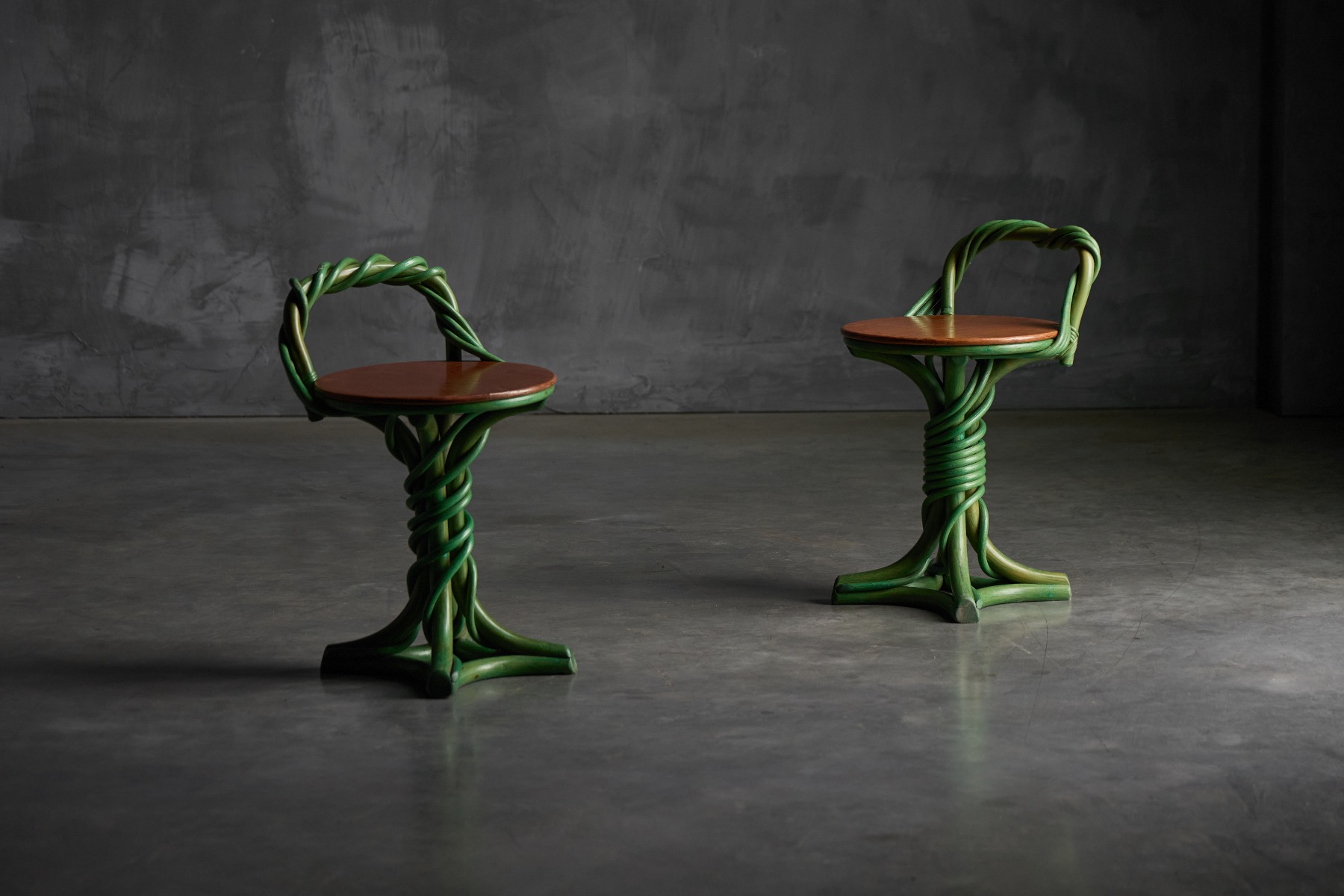 Playful organic vine twist stool with expressive design