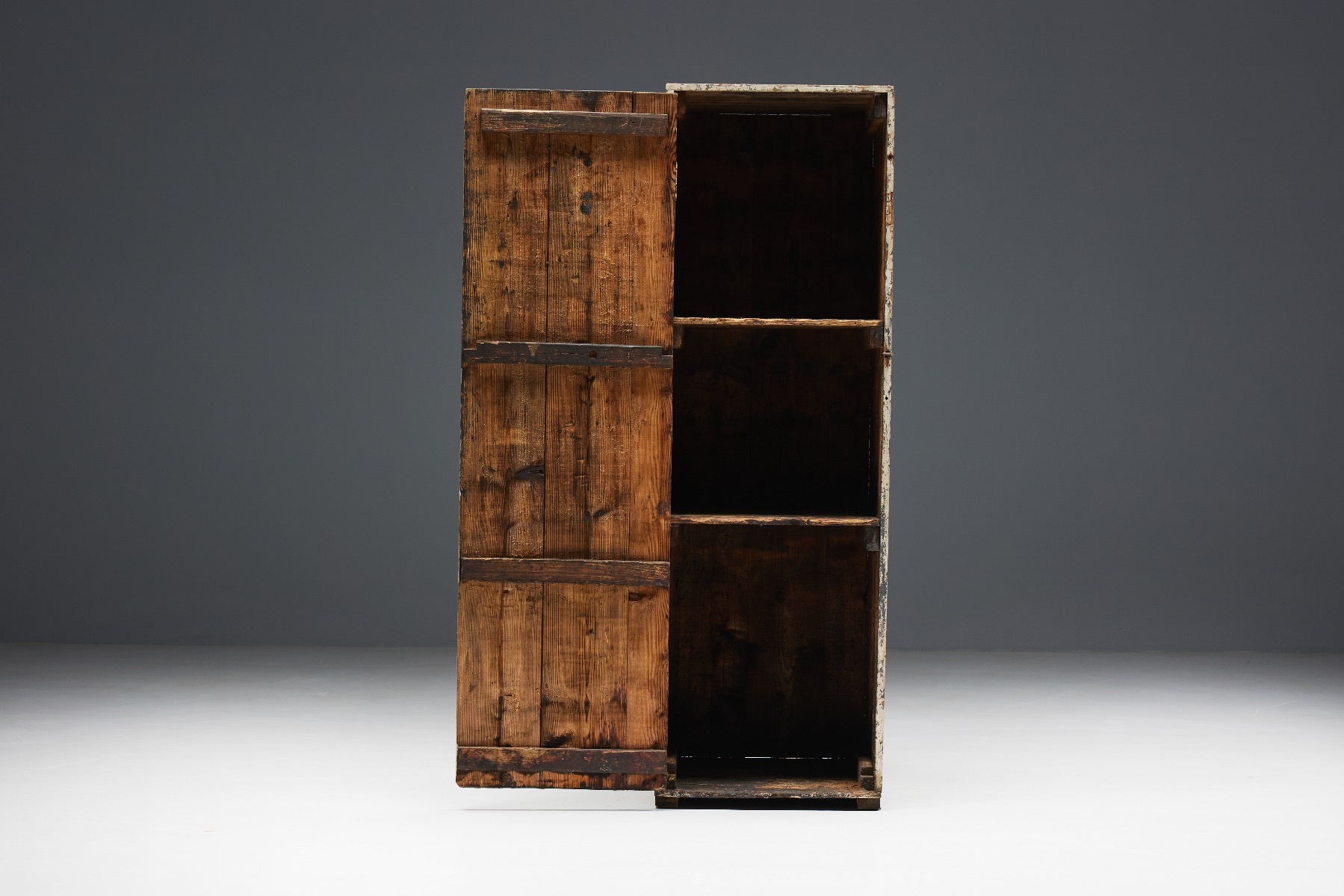 Primitive folk style cupboard in solid wood