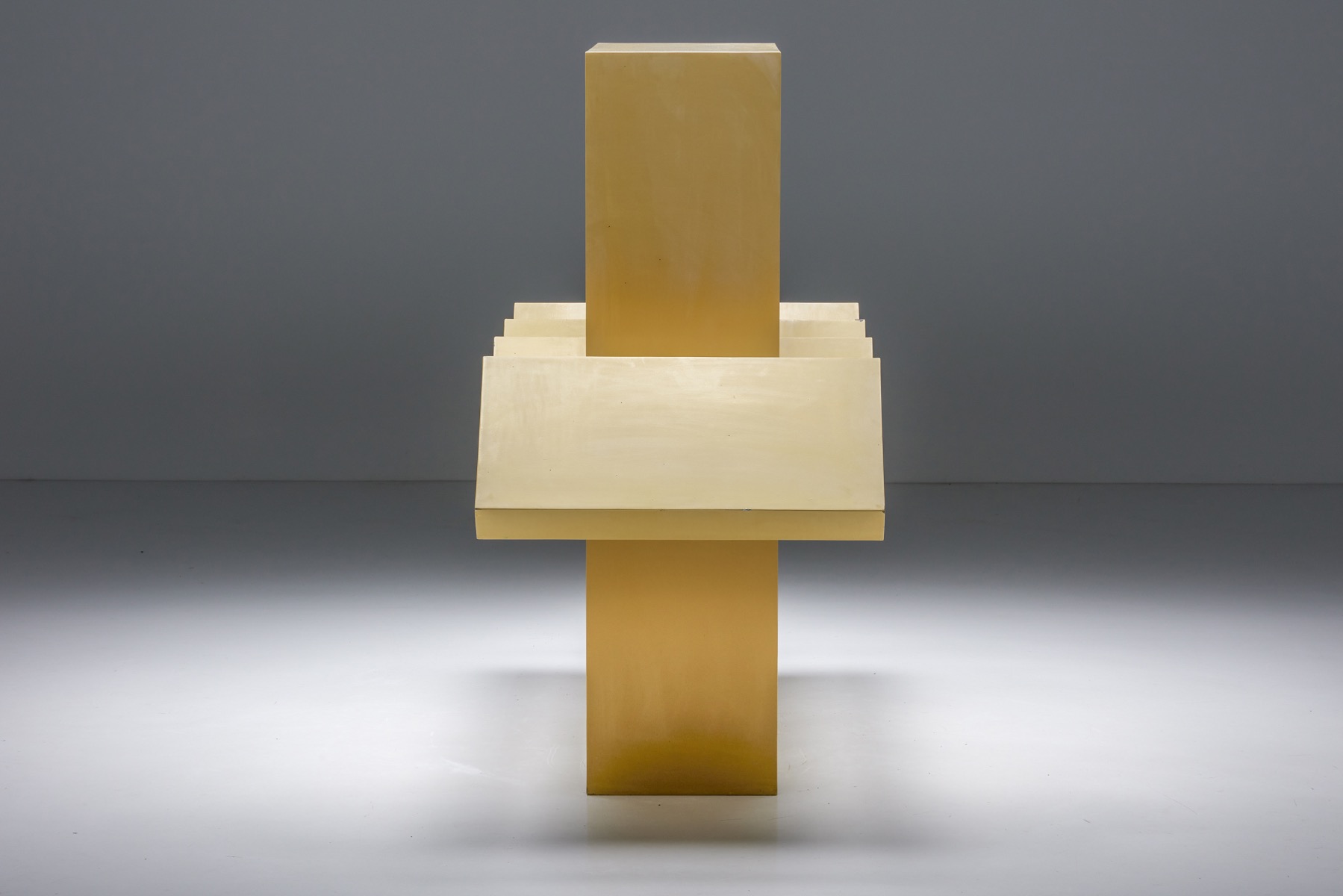 Geometric lacquered steel sculpture by Renaat Ramon