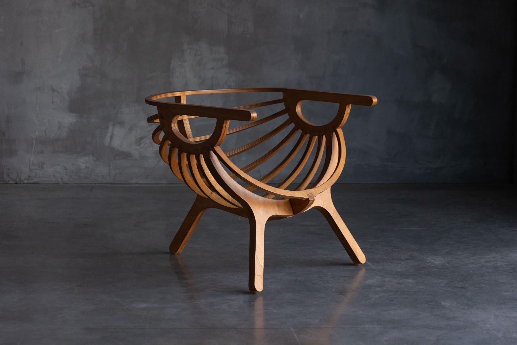 Retro shell lounge chair from the 1980s style