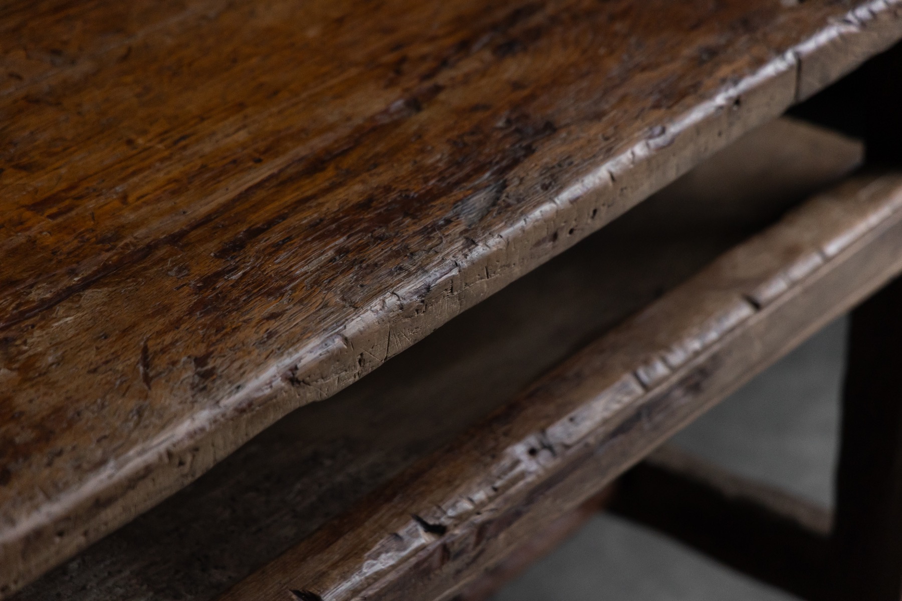 Rural wabi sabi worktable showing honest wear
