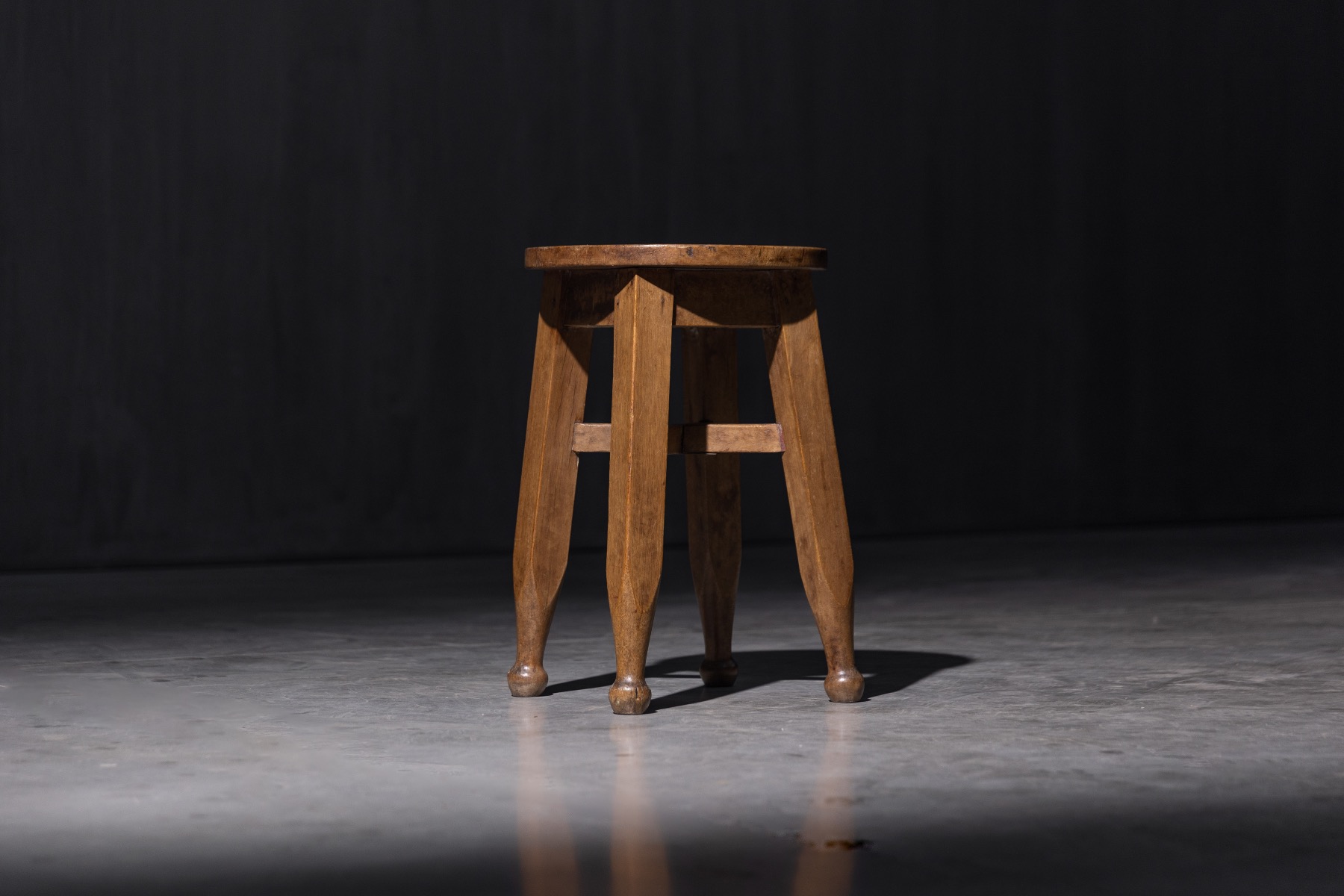 Rustic Arts and Crafts style wooden stool