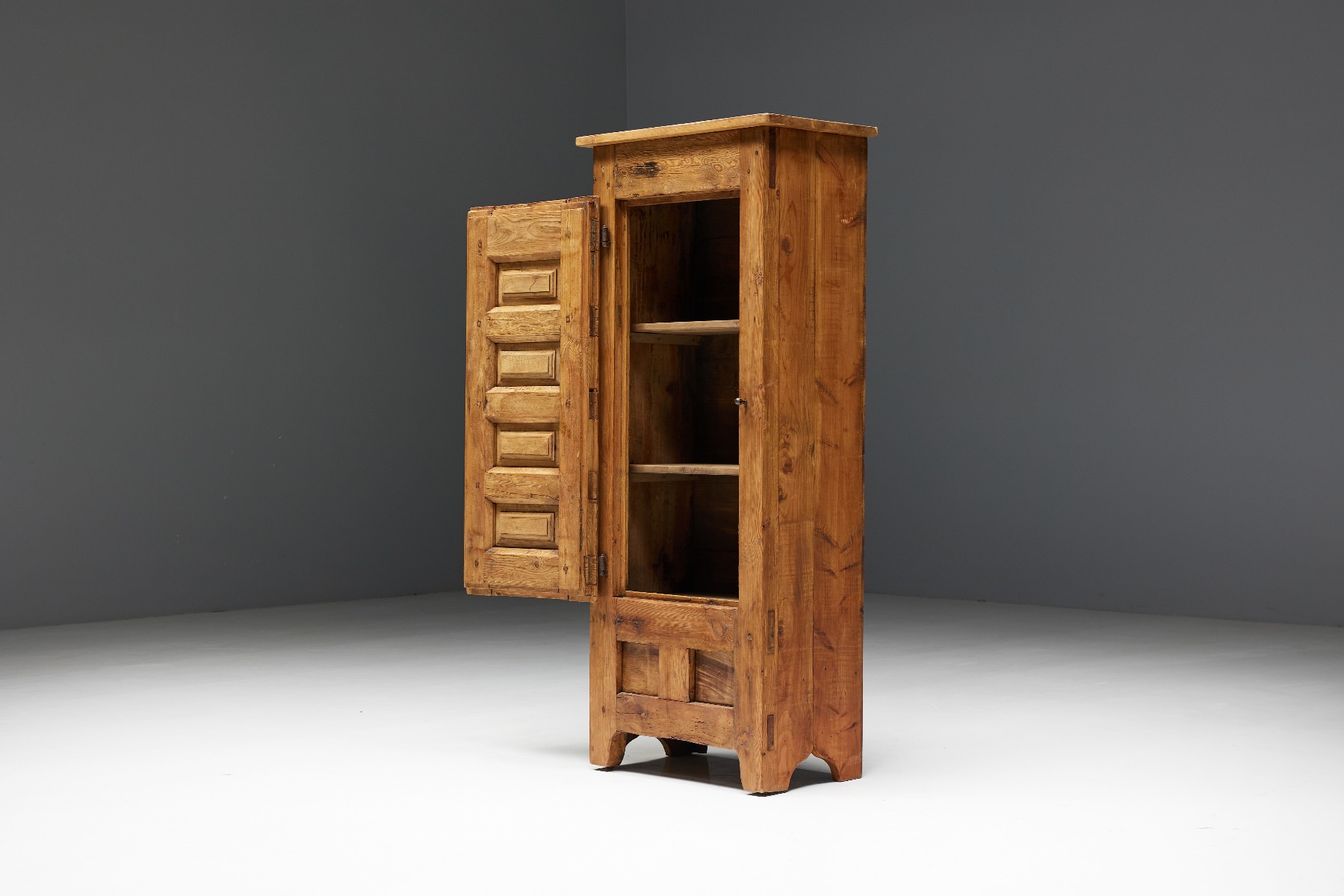 Rustic French country single door cabinet in wood