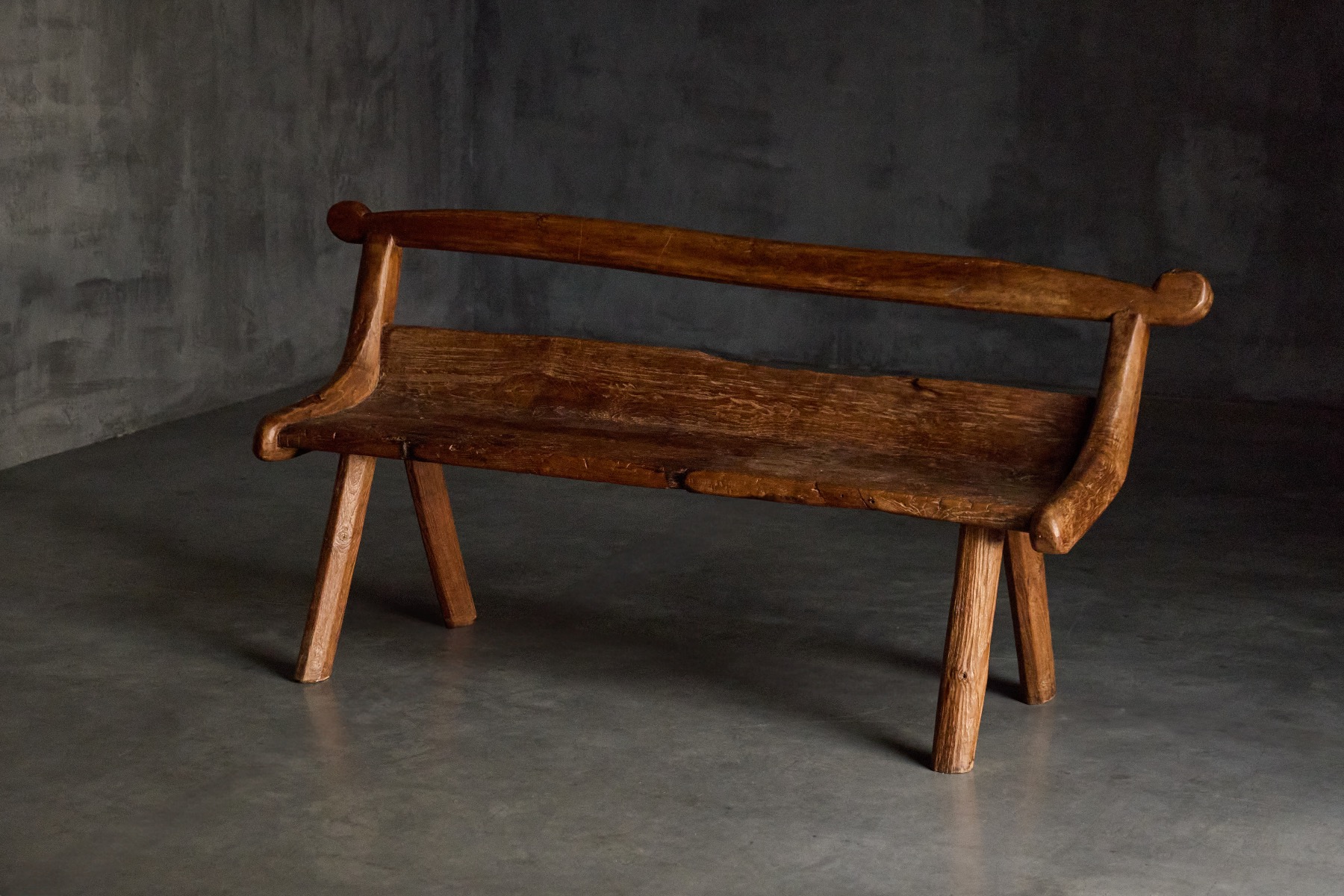 Handcrafted brutalist bench in solid wood