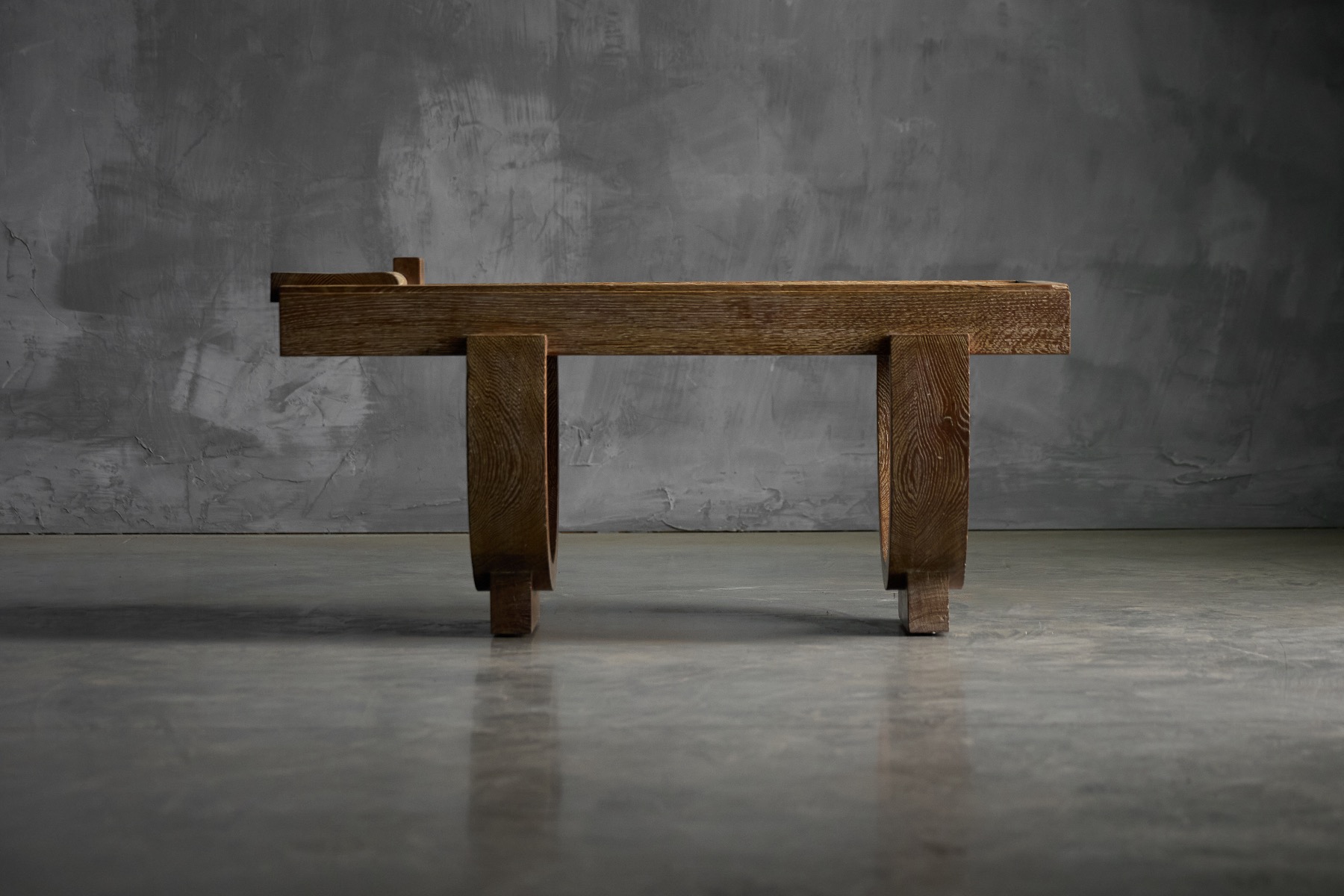 Sculptural Art Deco coffee table crafted in oak