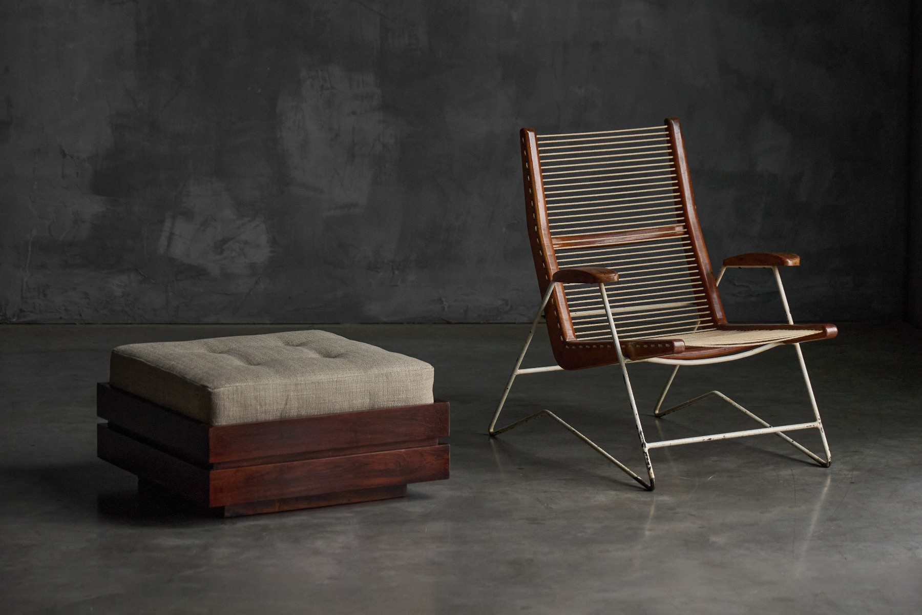 Sculptural Brazilian ottomans reflecting 1960s design