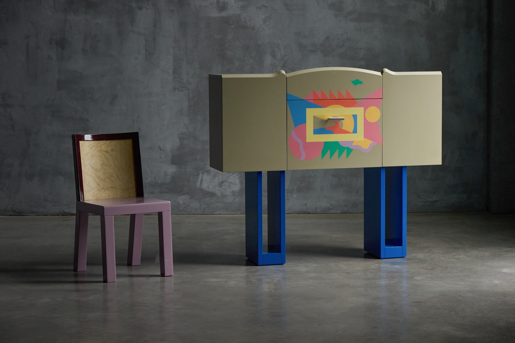 Sculptural postmodern bar cabinet by Alessandro Mendini
