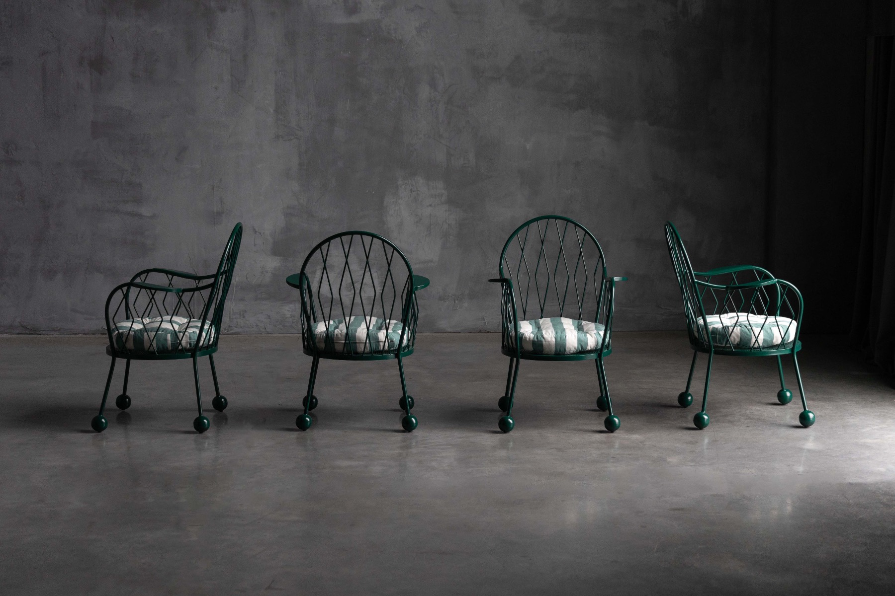 Sculptural outdoor armchair with mid century design