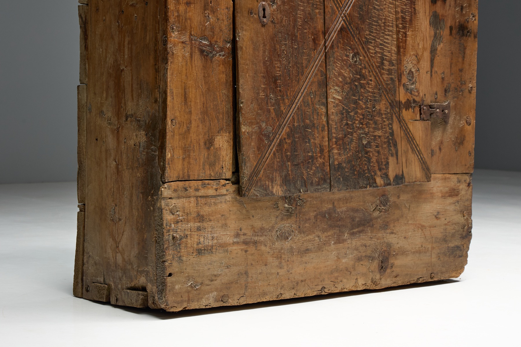 Solid wood alpine cabinet with historic patina