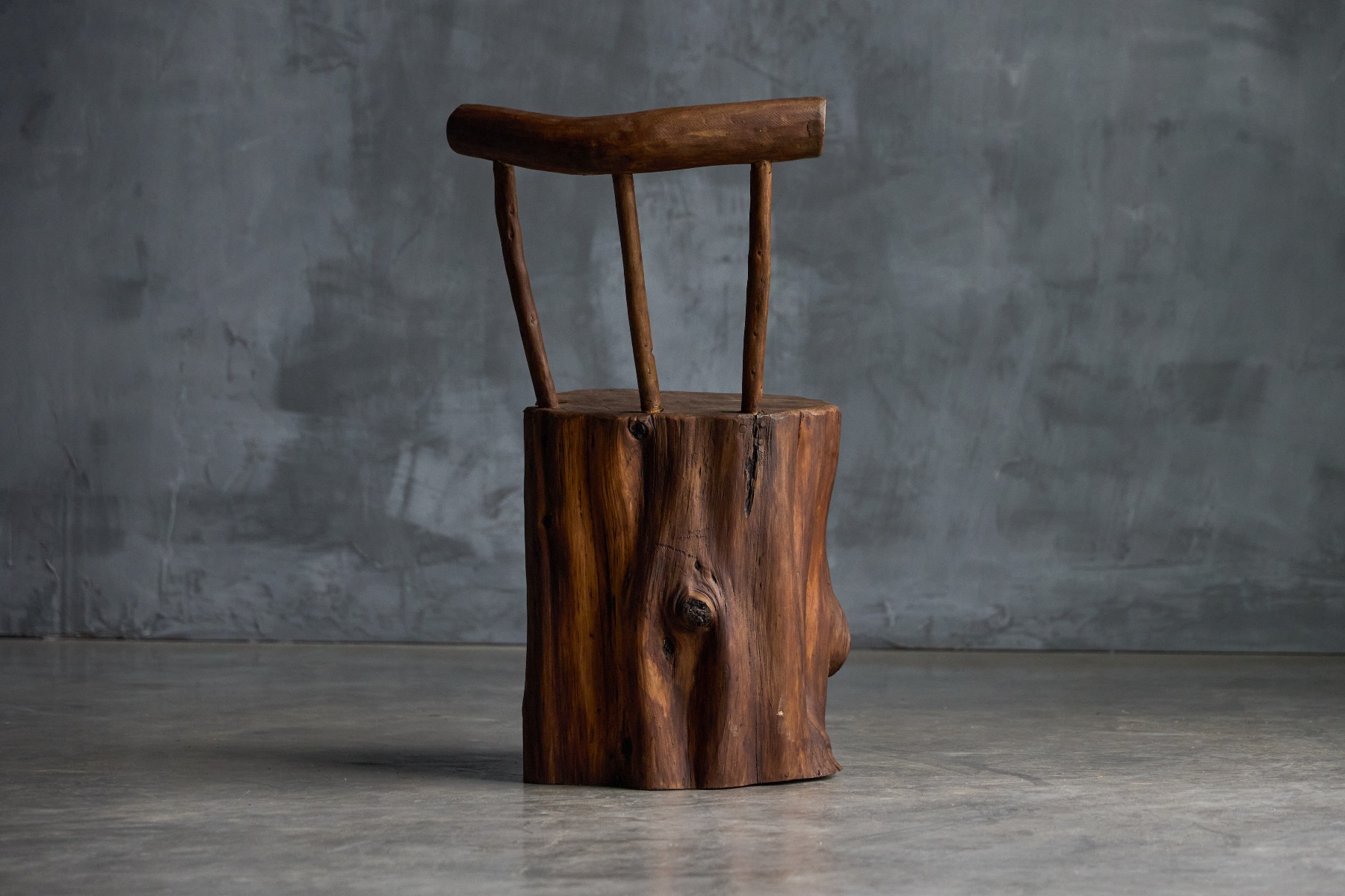 Vintage 1970s solid wood monoxyle chair