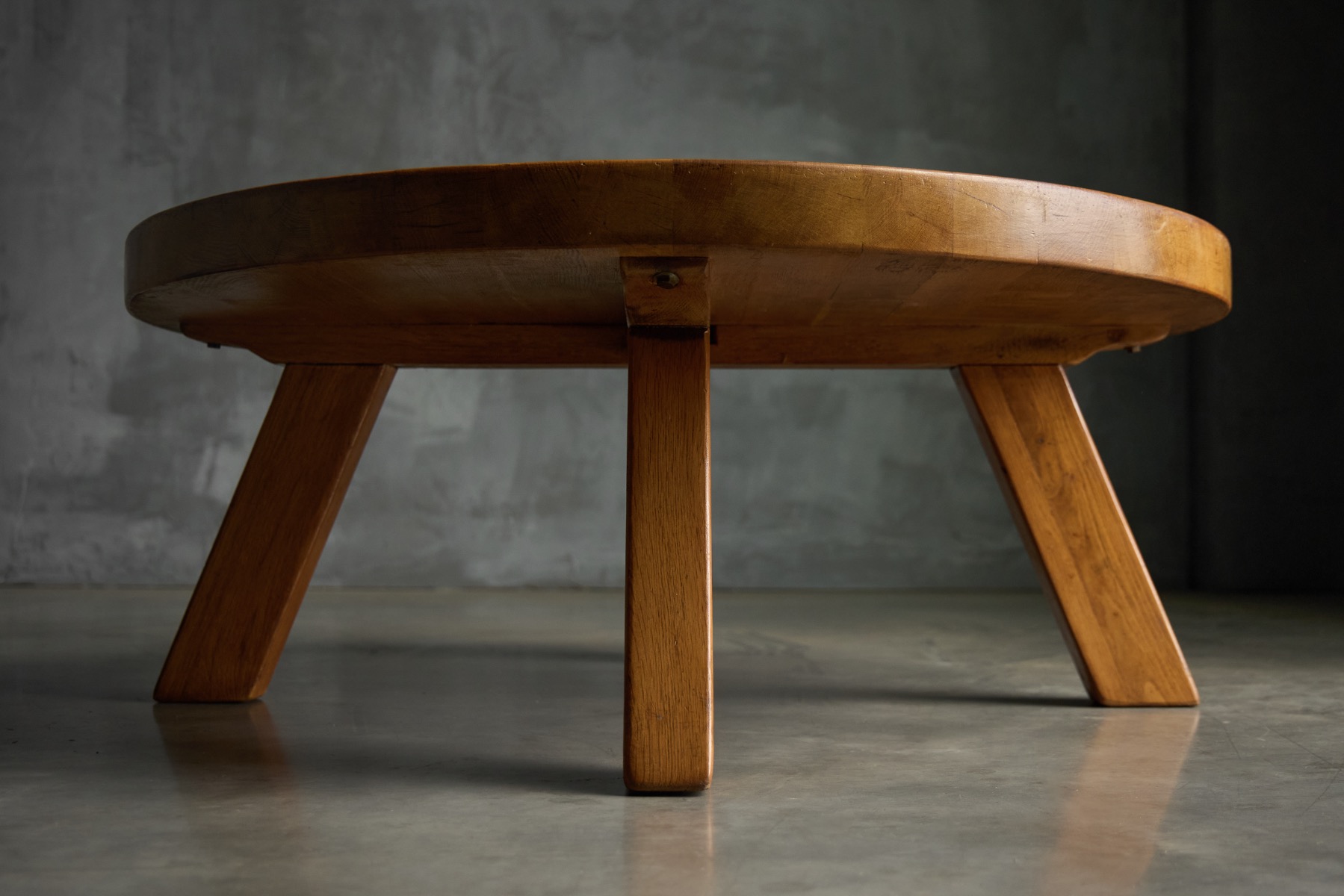 Sculptural brutalist coffee table in solid wood