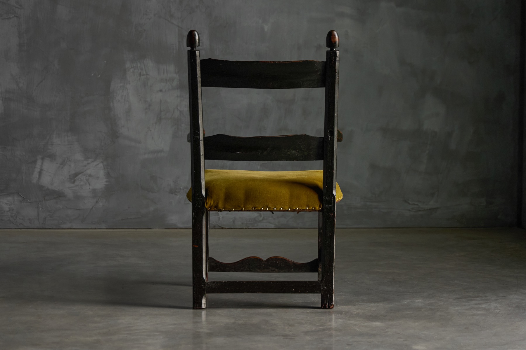 Solid wood rustic folk art armchair from the 1800s