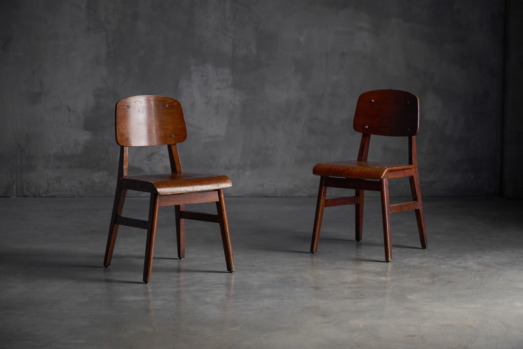 Architectural wooden chair attributed to Jean Prouvé