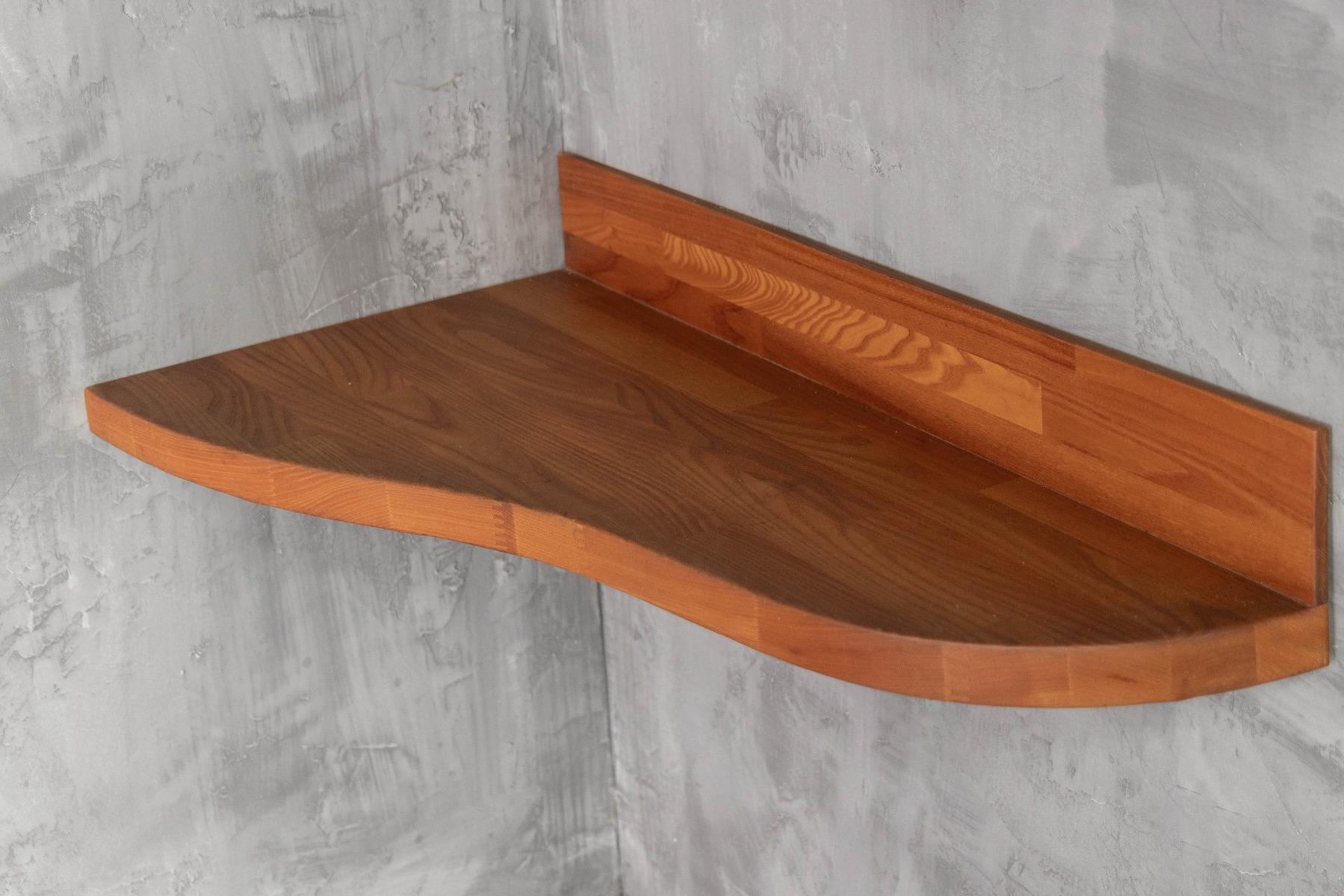 Solid wood wall console with mid century proportions