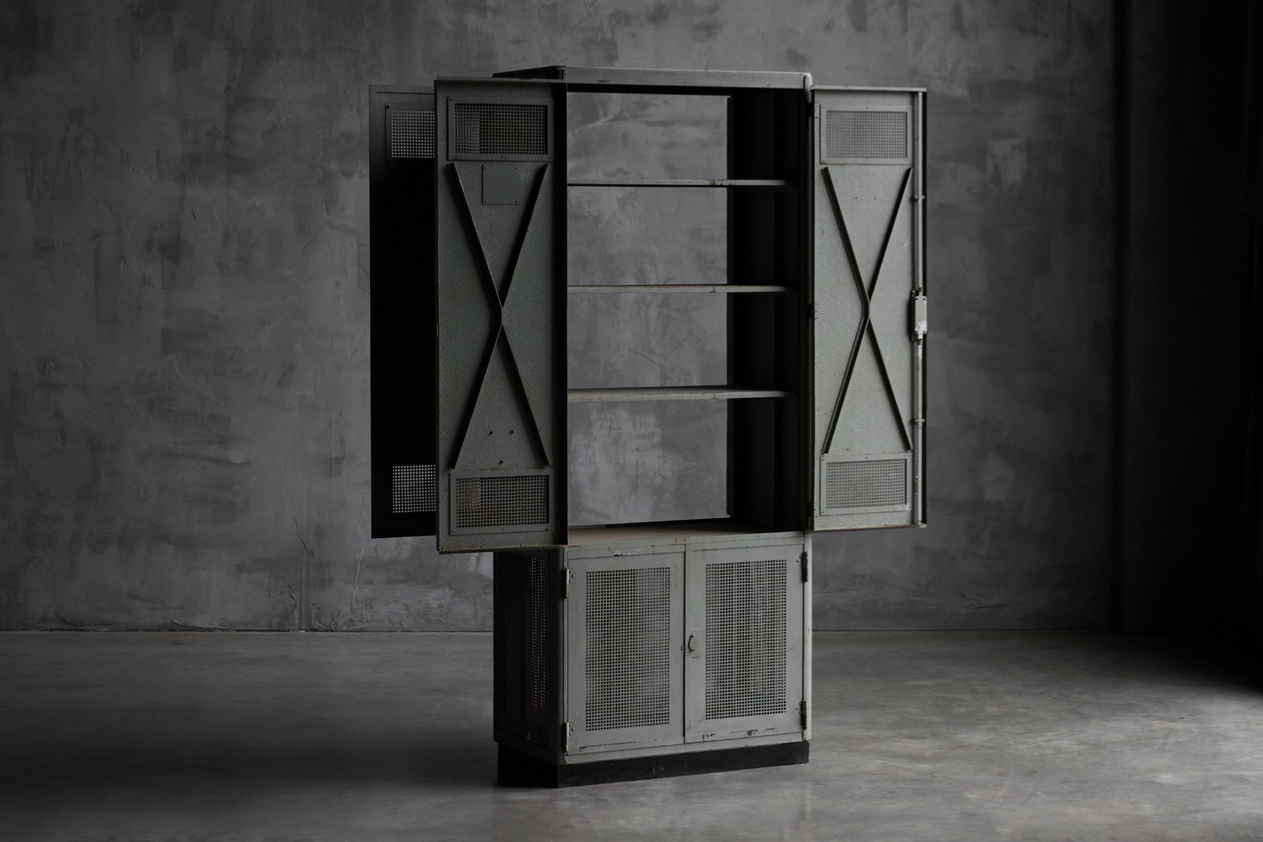 Steel industrial storage cabinet with clean utilitarian lines