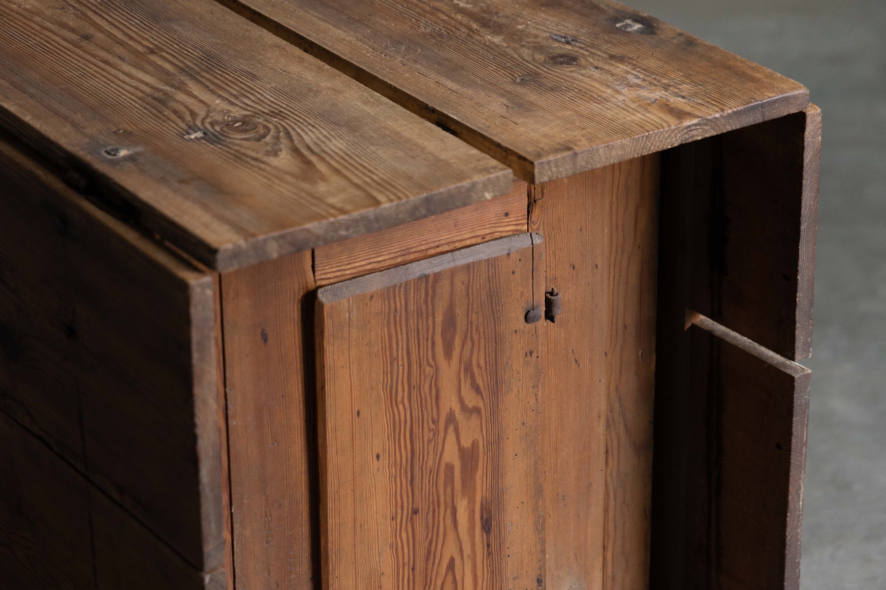 Utilitarian drop leaf worktable with rustic character
