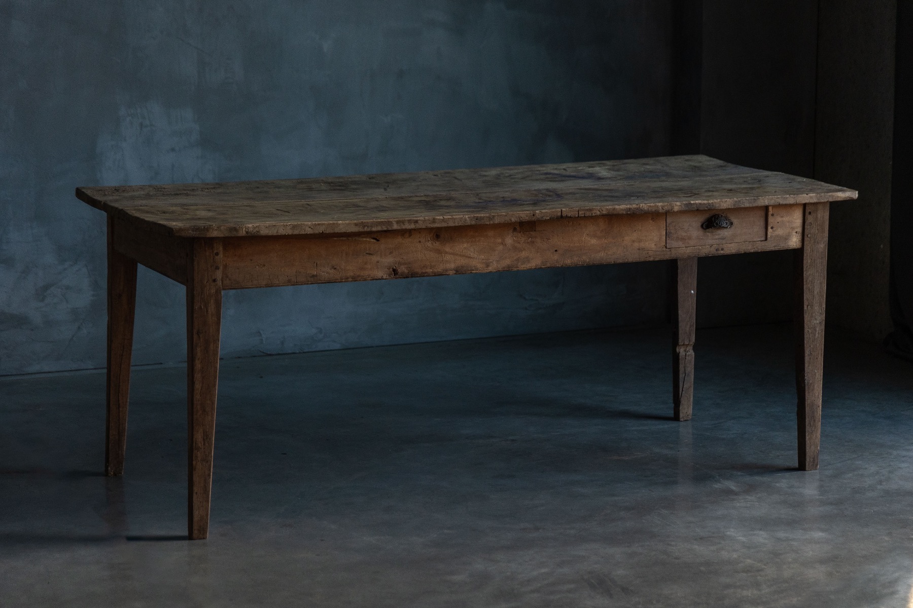 Solid wood rustic dining table with historic character