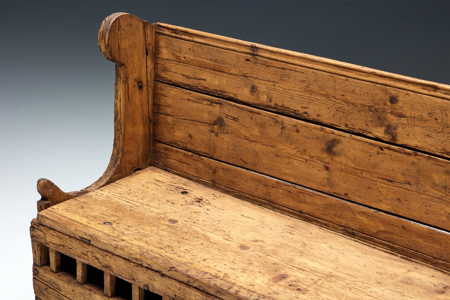 Vintage alpine bench in Haute Savoie style