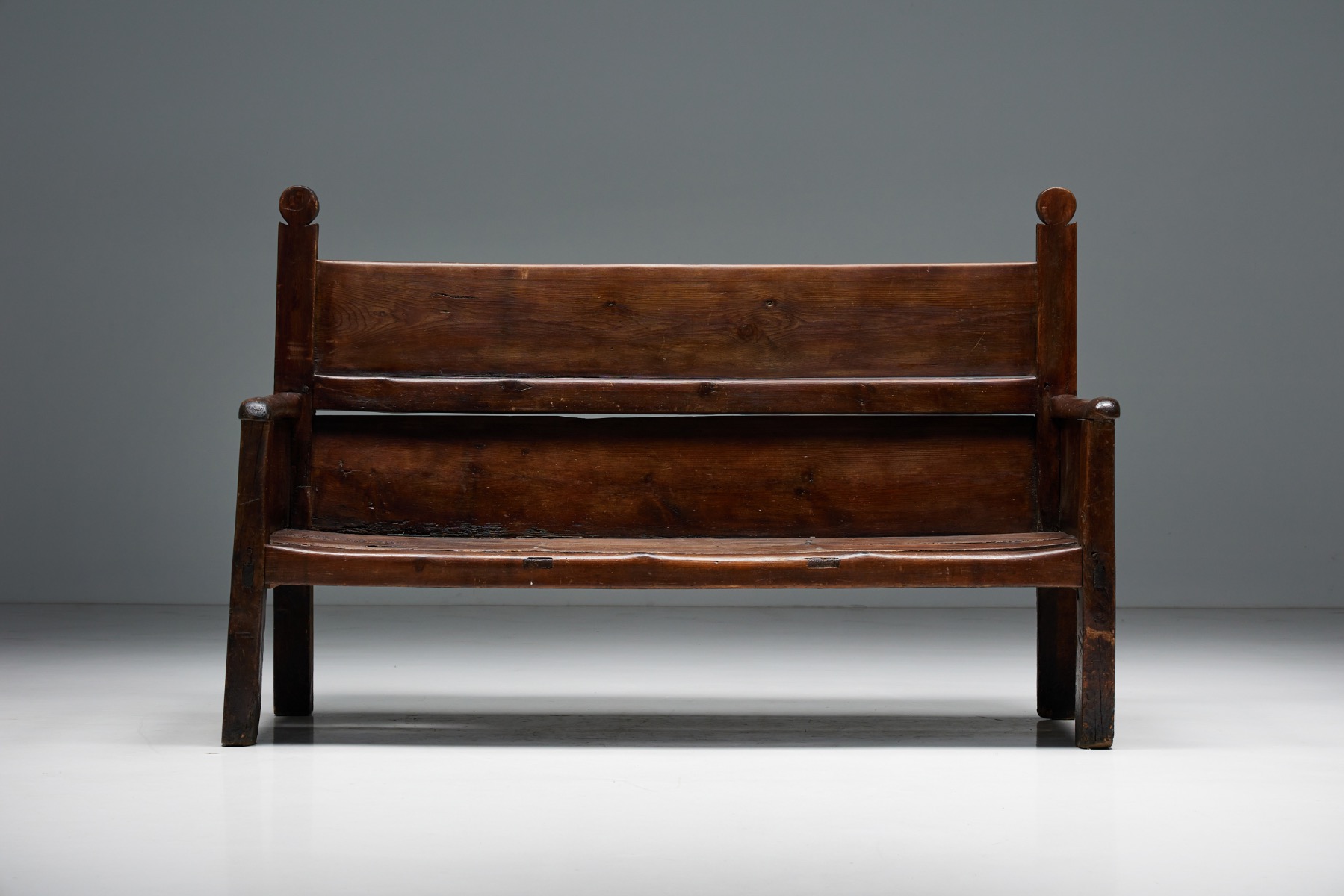 Vintage French rural bench in art populaire style