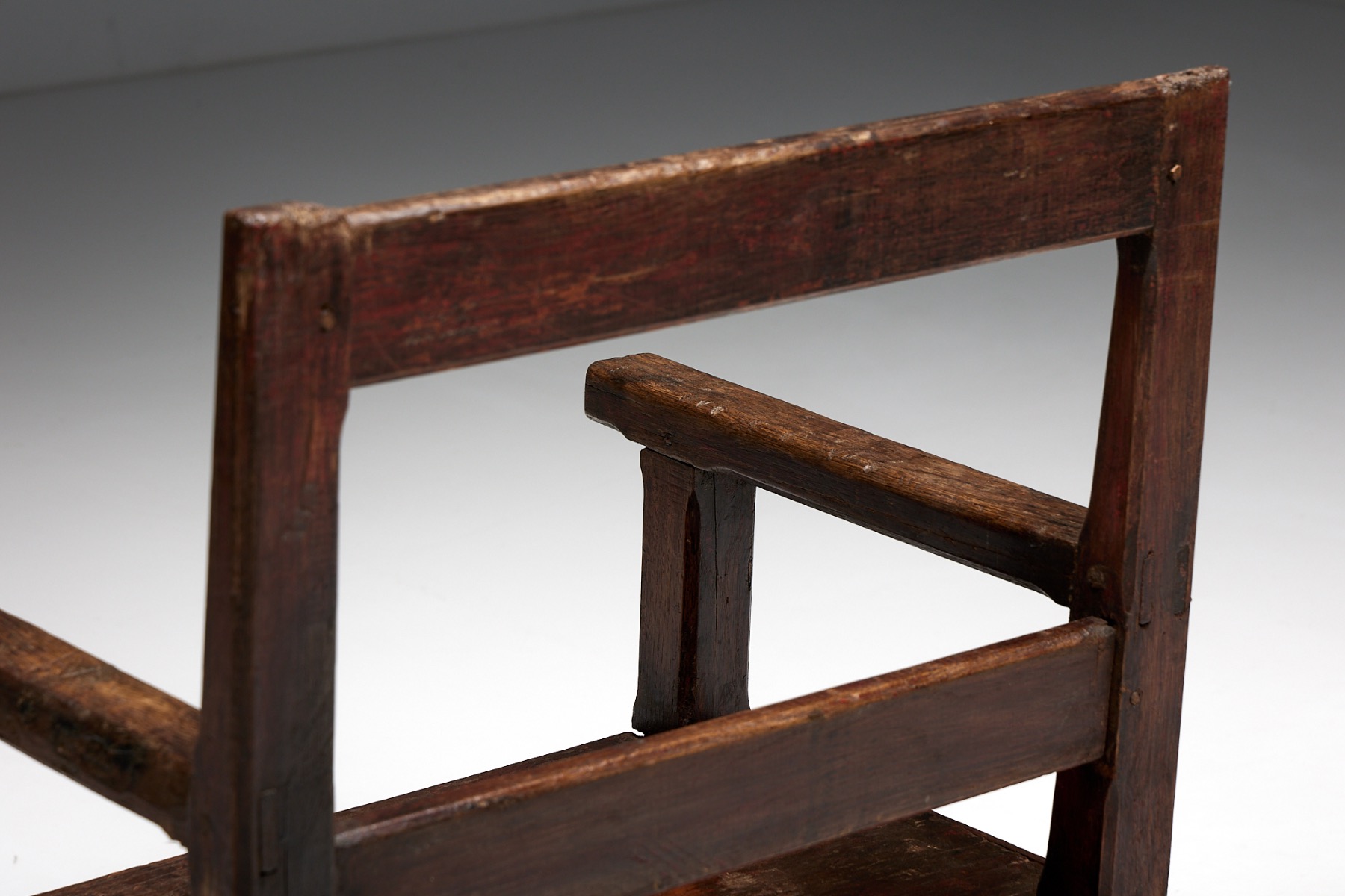 Vintage rural bench in naive folk style