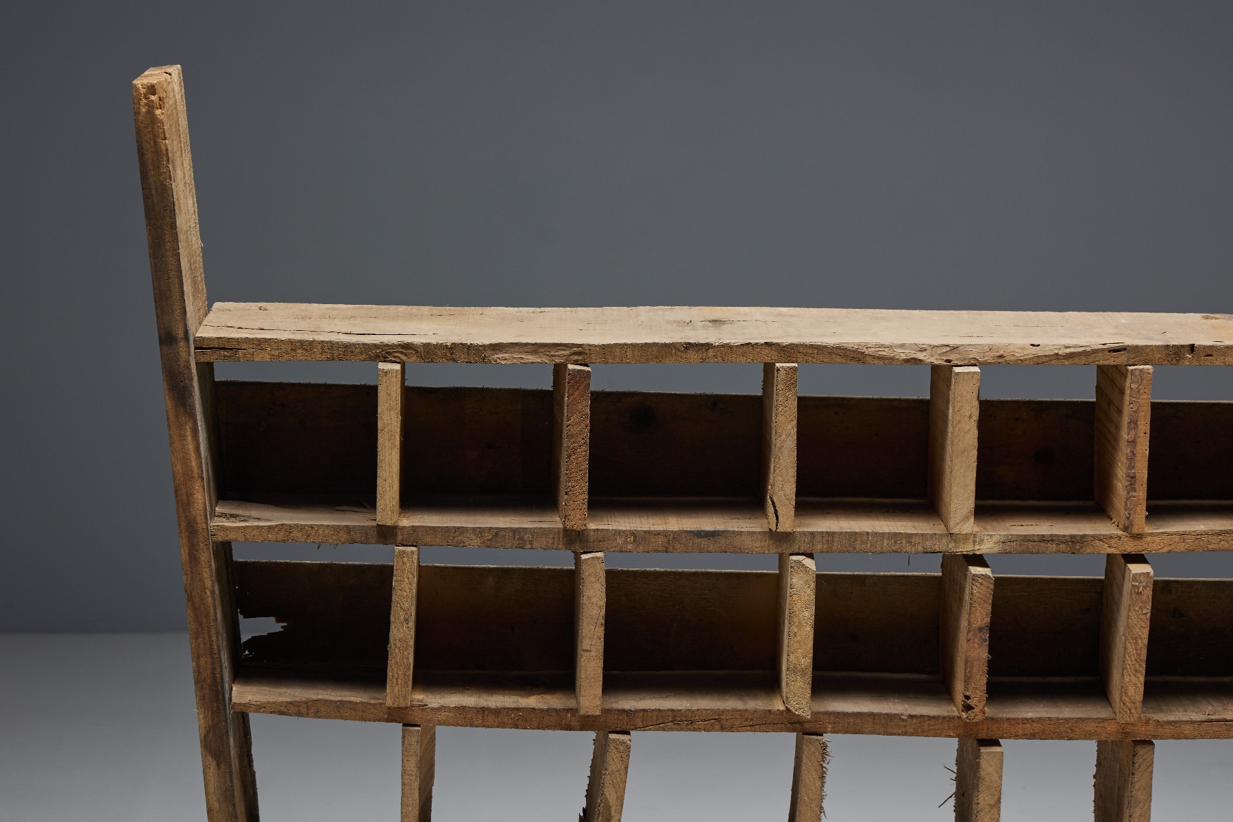 Vintage rural shelving unit in wabi sabi design