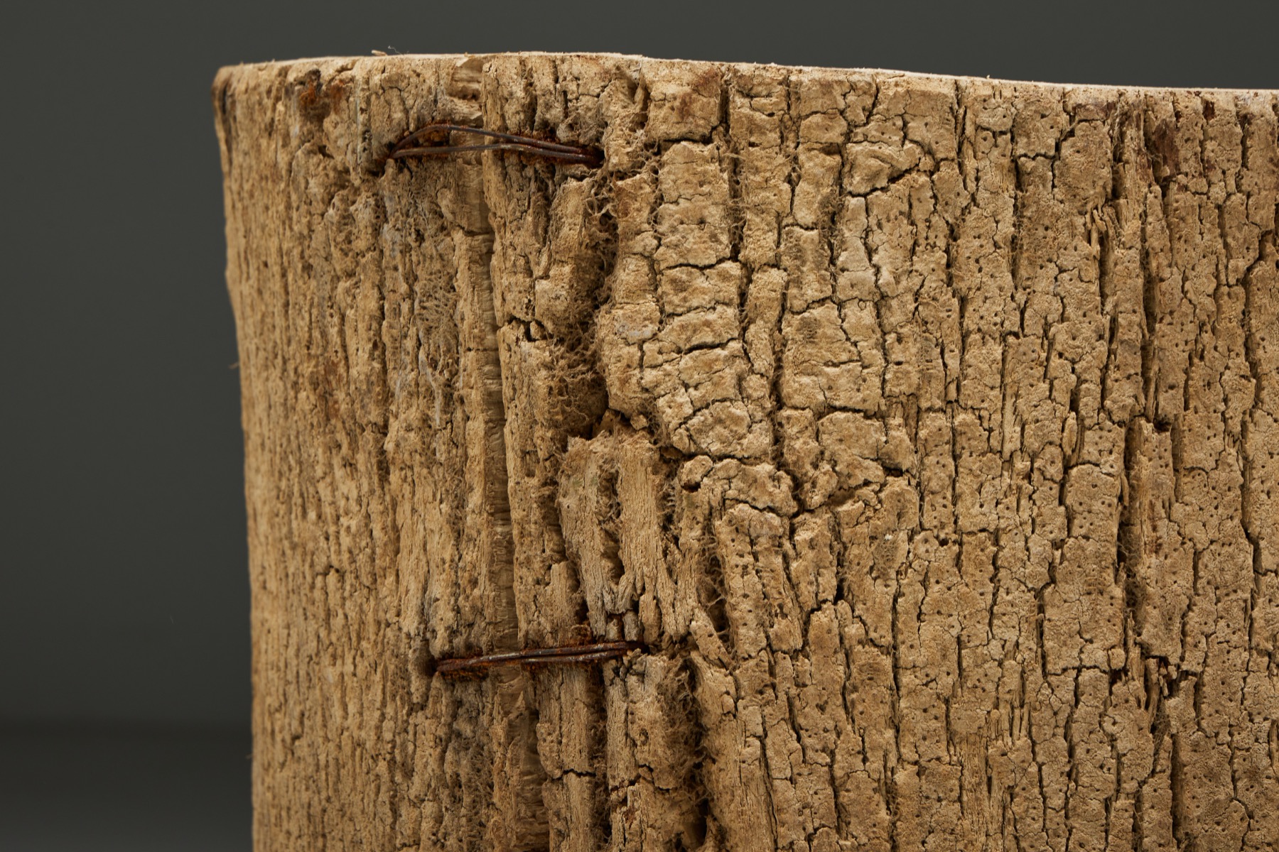 Vintage rural tree trunk basket in wood