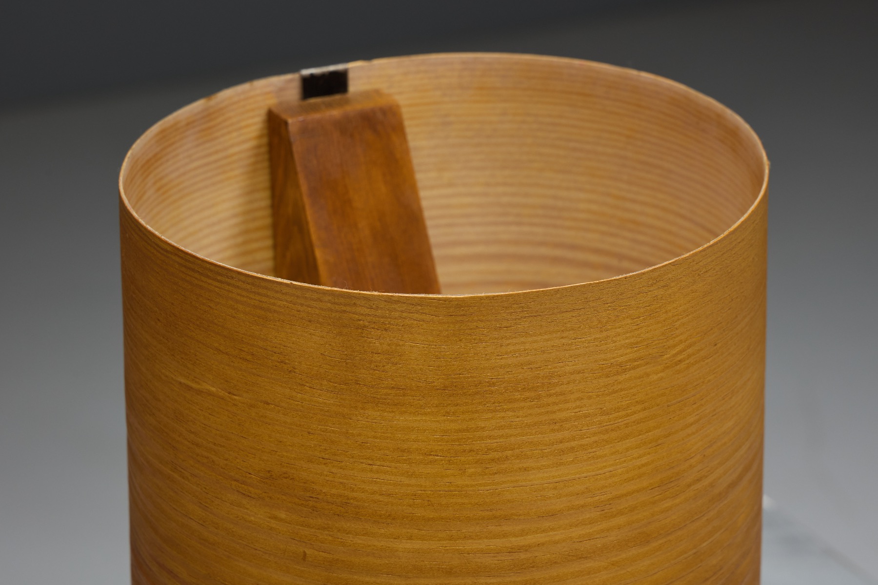 Wooden veneer table lamp with warm ambient glow
