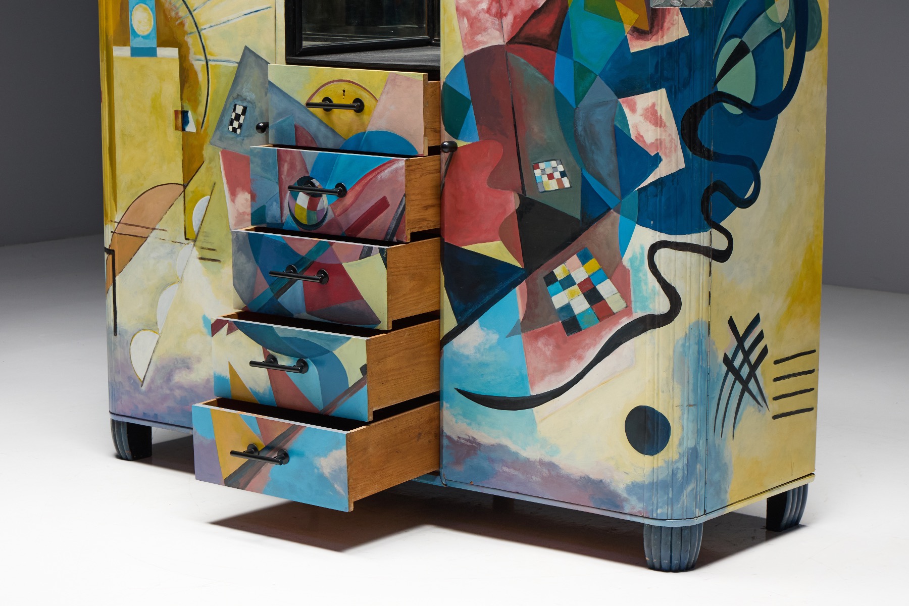 Abstract painted buffet inspired by Kandinsky design