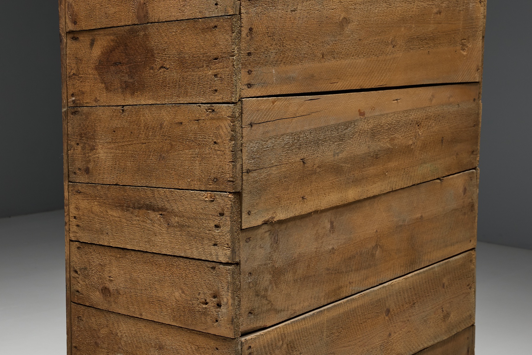 Aged Alpine rustic cupboard 19th century