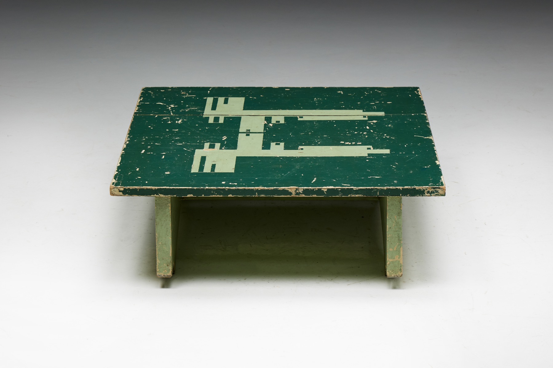 Antique painted green side table