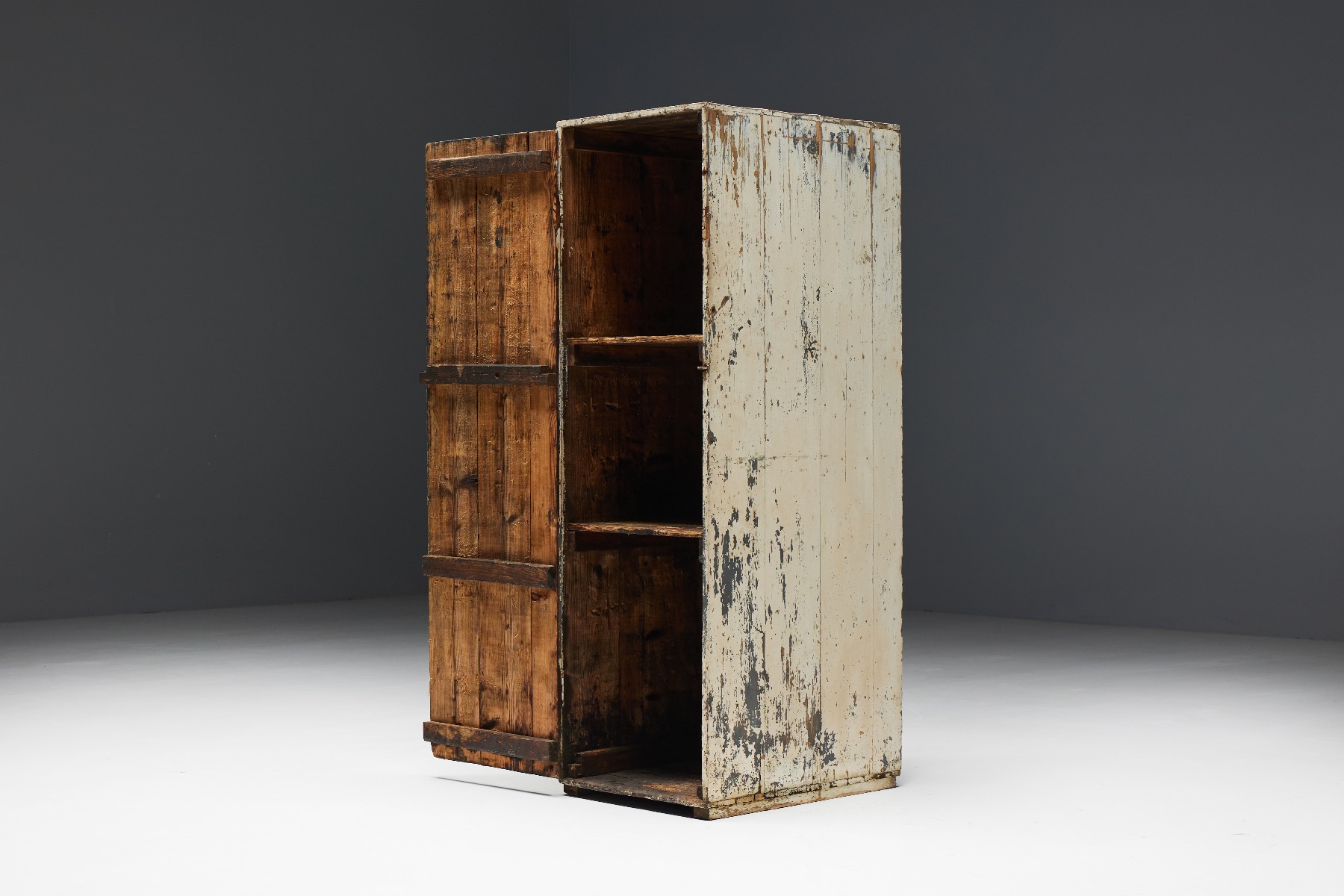 Antique rural wooden storage cupboard